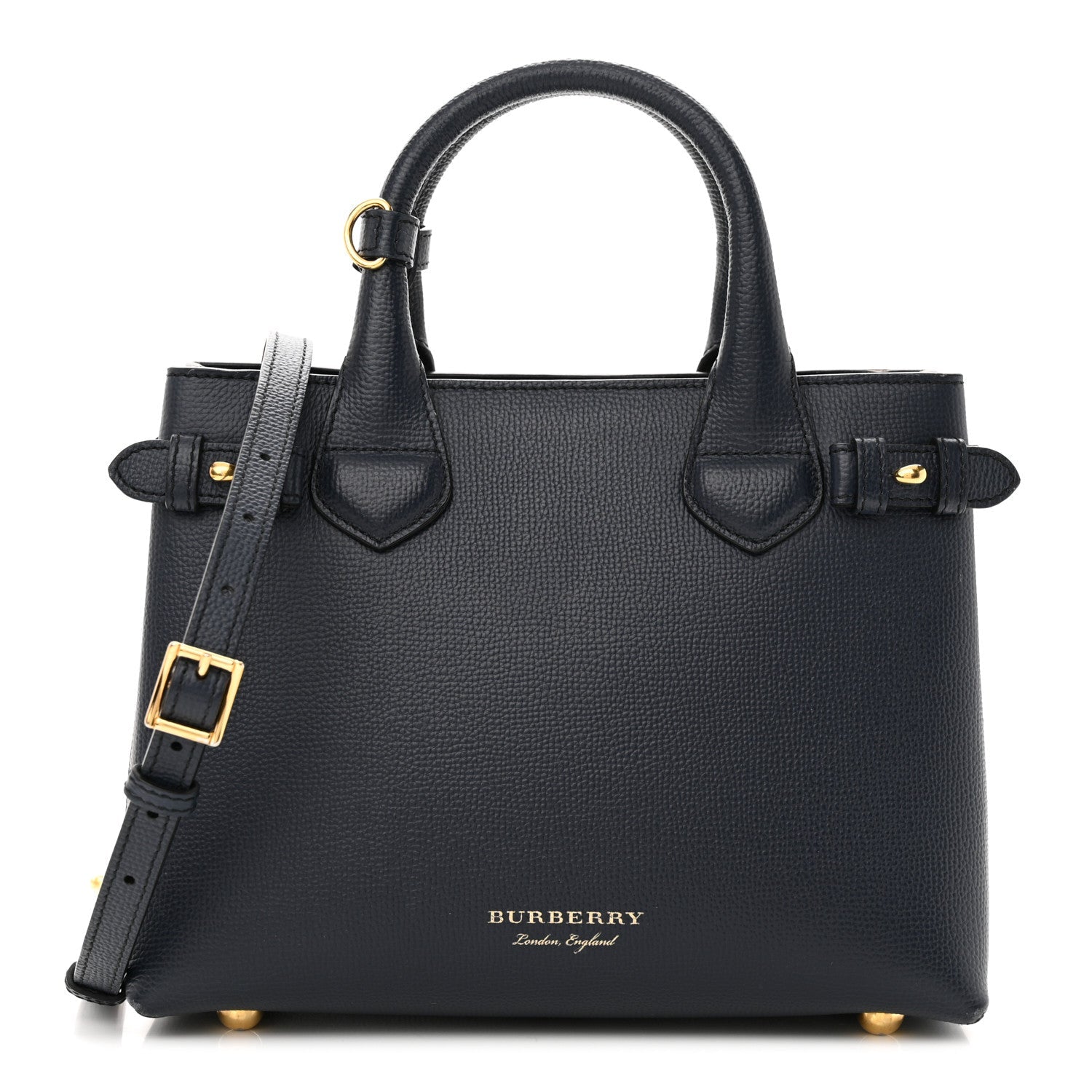 BURBERRY DERBY LEATHER SMALL BANNER TOTE BAG