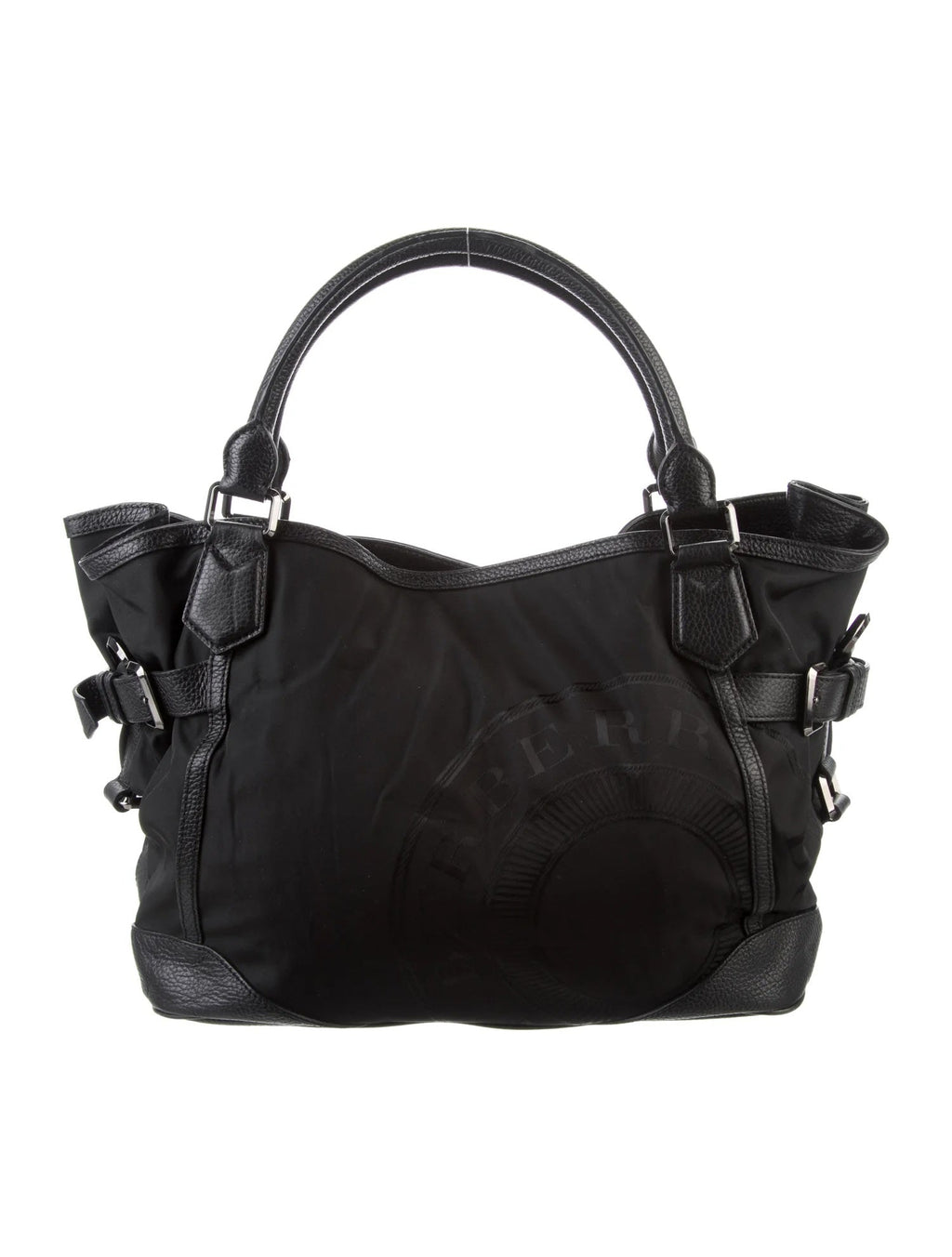 BURBERRY NYLON & LEATHER TRIM LOGO MONTCLARE TOTE BAG