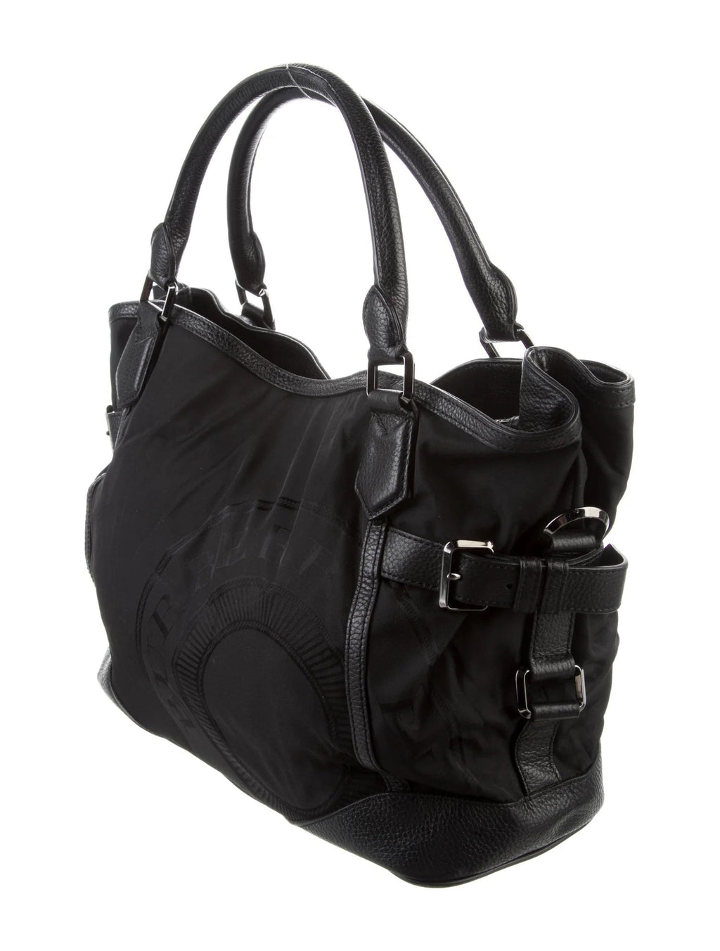 BURBERRY NYLON & LEATHER TRIM LOGO MONTCLARE TOTE BAG