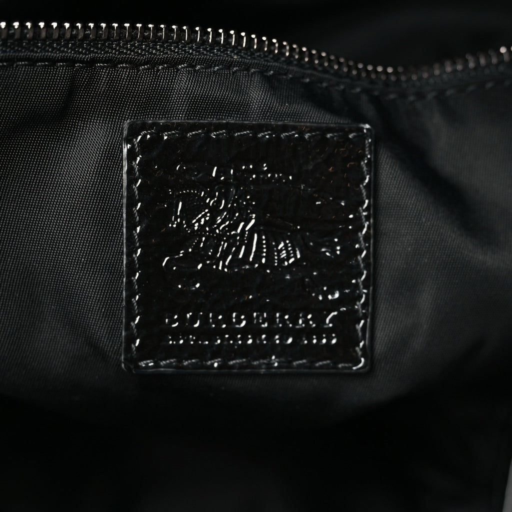 BURBERRY BLACK BEAT CHECK NYLON MEDIUM LOWRY TOTE BAG