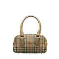BURBERRY GOLD HAYMARKET CHECK PVC AND PATENT LEATHER BOWLER BAG