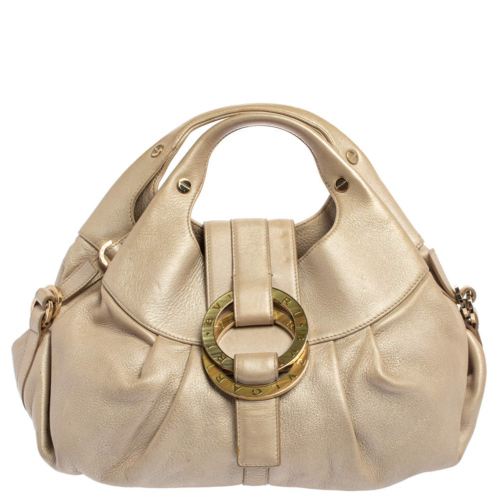 BVLGARI METALLIC GOLD LEATHER CHANDRA BAG