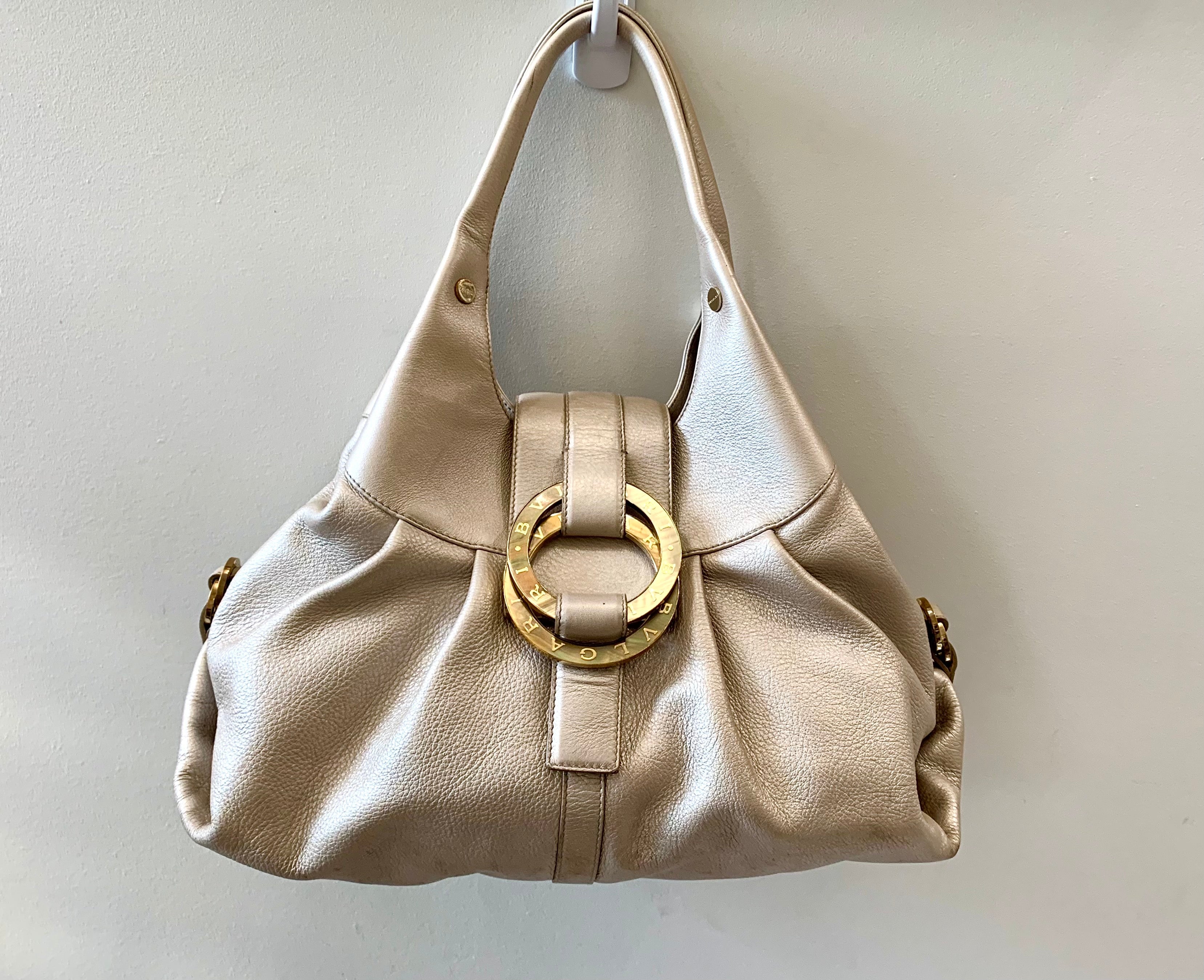 BVLGARI METALLIC GOLD LEATHER CHANDRA BAG
