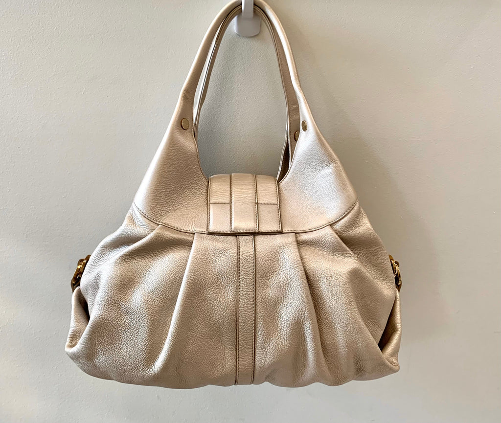 BVLGARI METALLIC GOLD LEATHER CHANDRA BAG