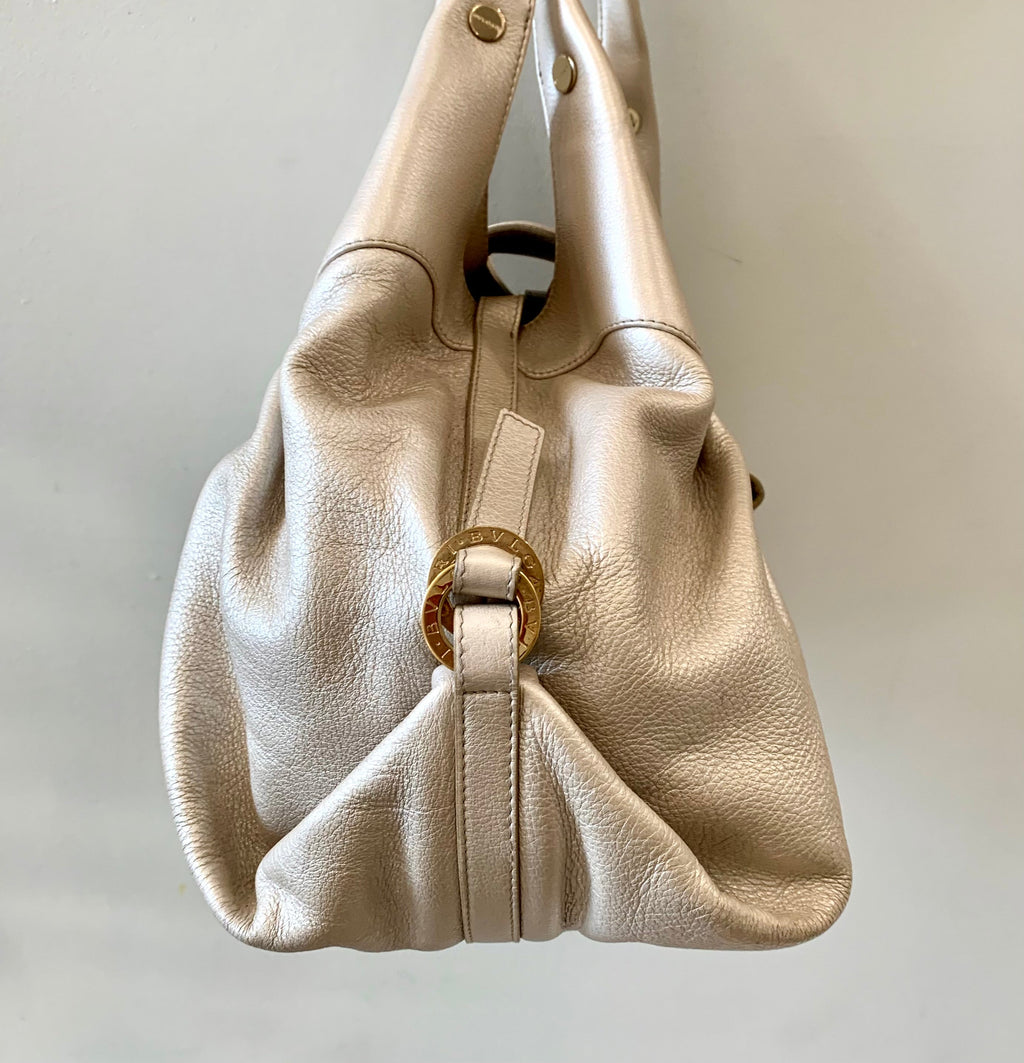 BVLGARI METALLIC GOLD LEATHER CHANDRA BAG