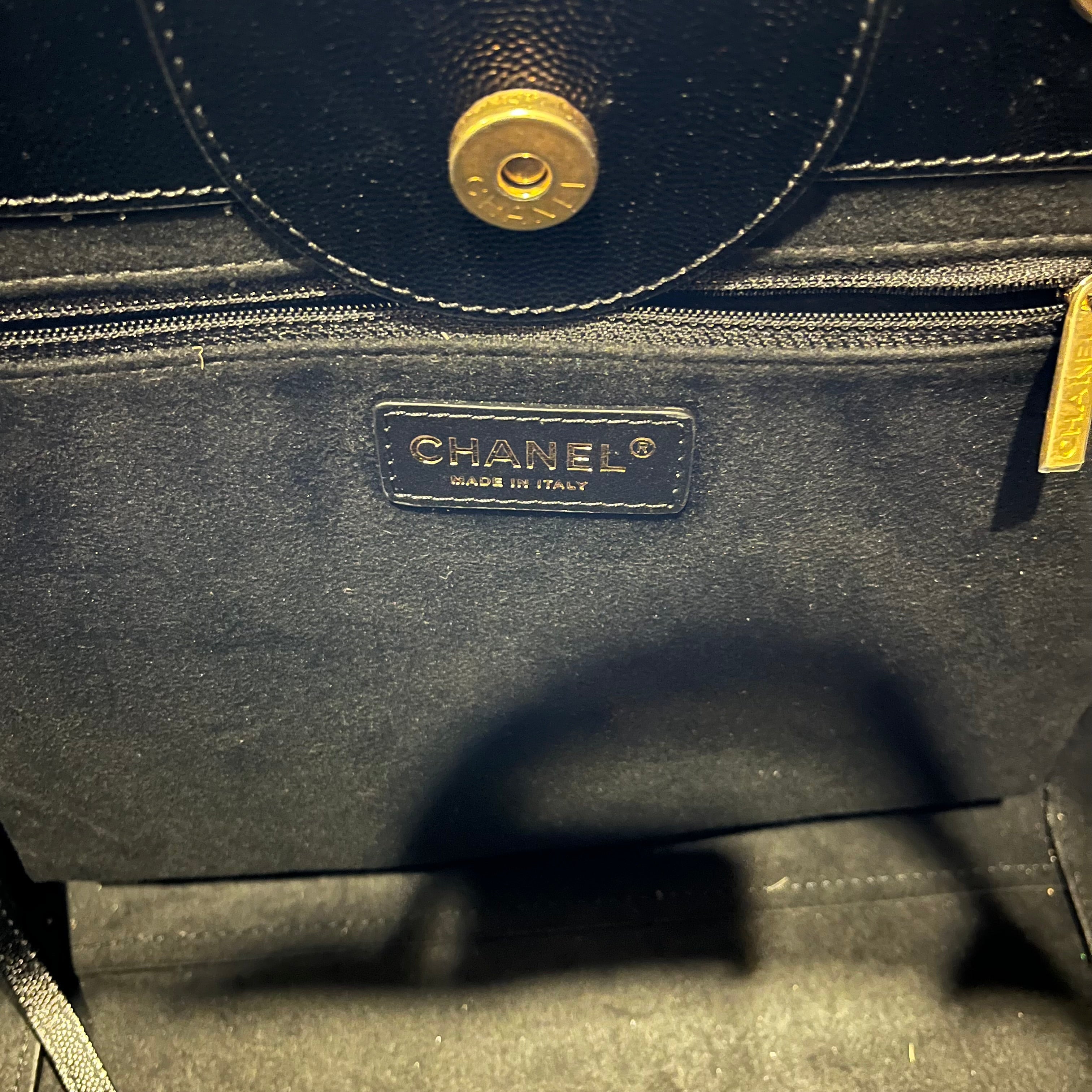 CHANEL Deauville Small Studded Caviar Leather Tote Bag