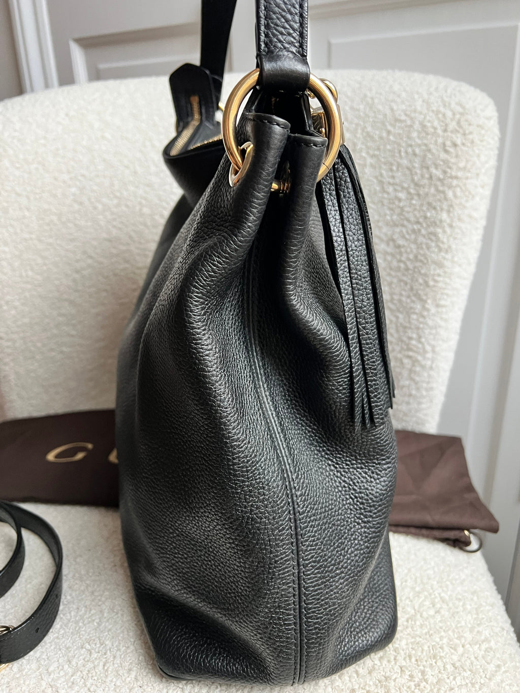 Gucci Soho Large Hobo in Black Pebbled Calfskin