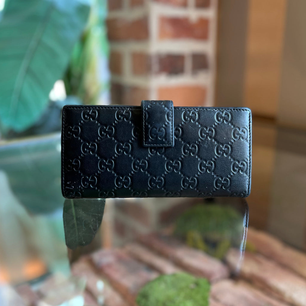 GUCCI GG Signature Black Leather Continental Wallet