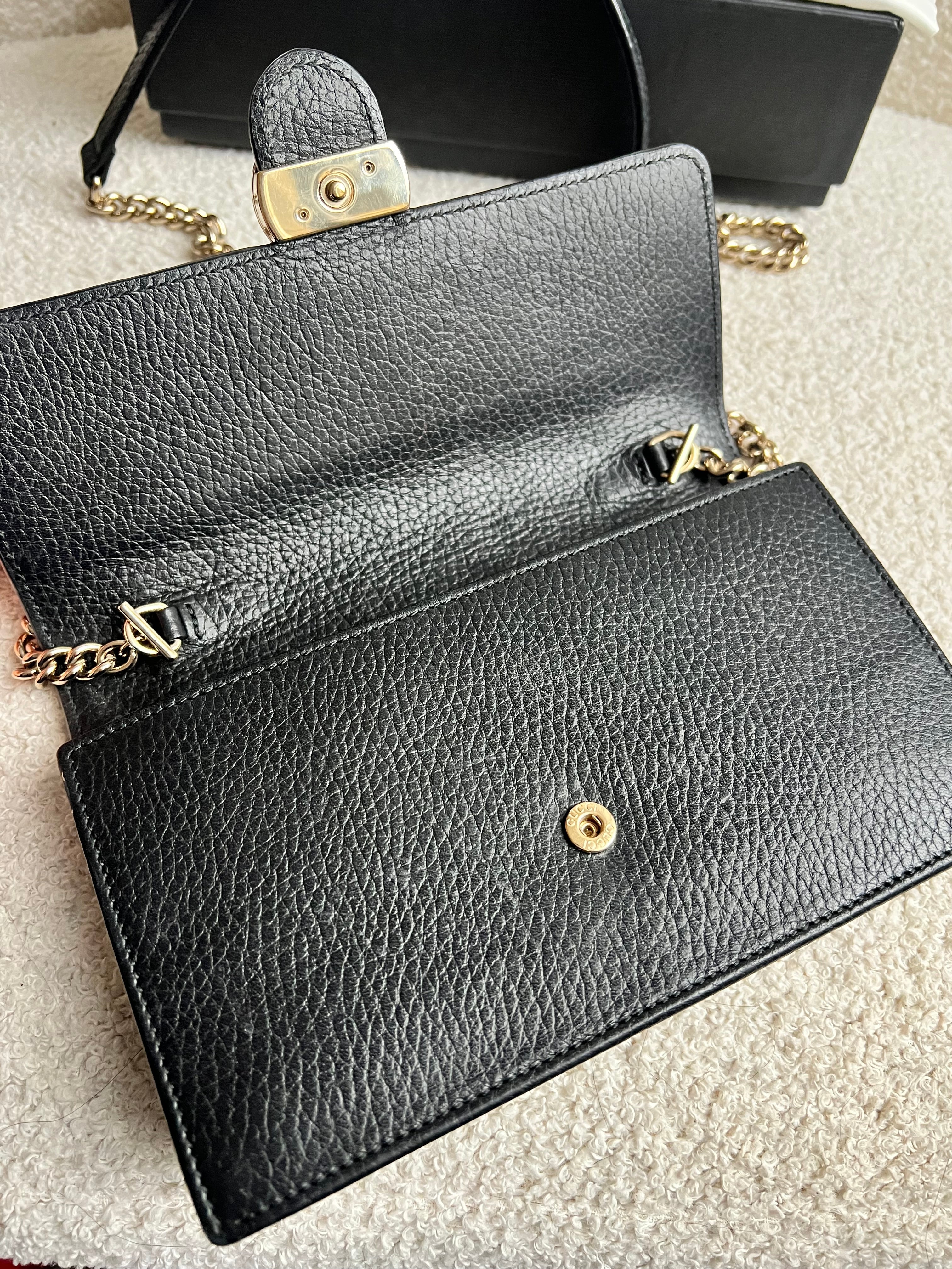 Gucci Black Interlocking GG Chain Wallet