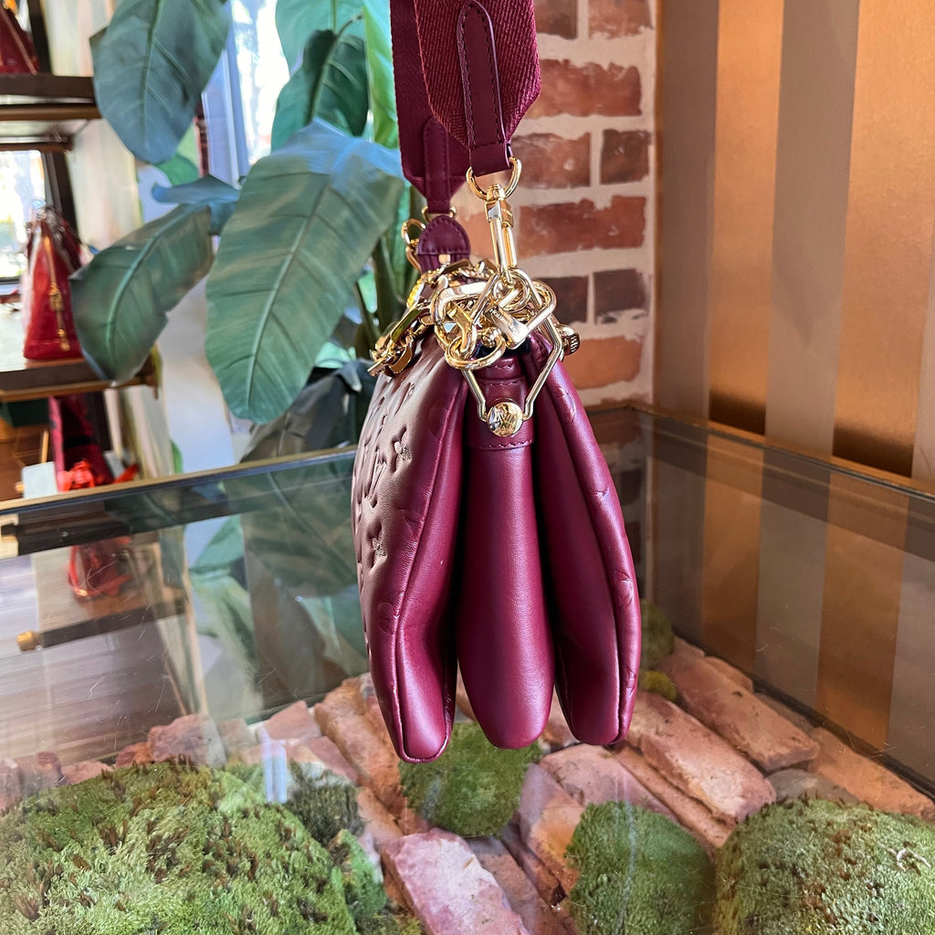 LOUIS VUITTON Coussin PM Wine Lambskin Embossed Monogram Shoulder Bag