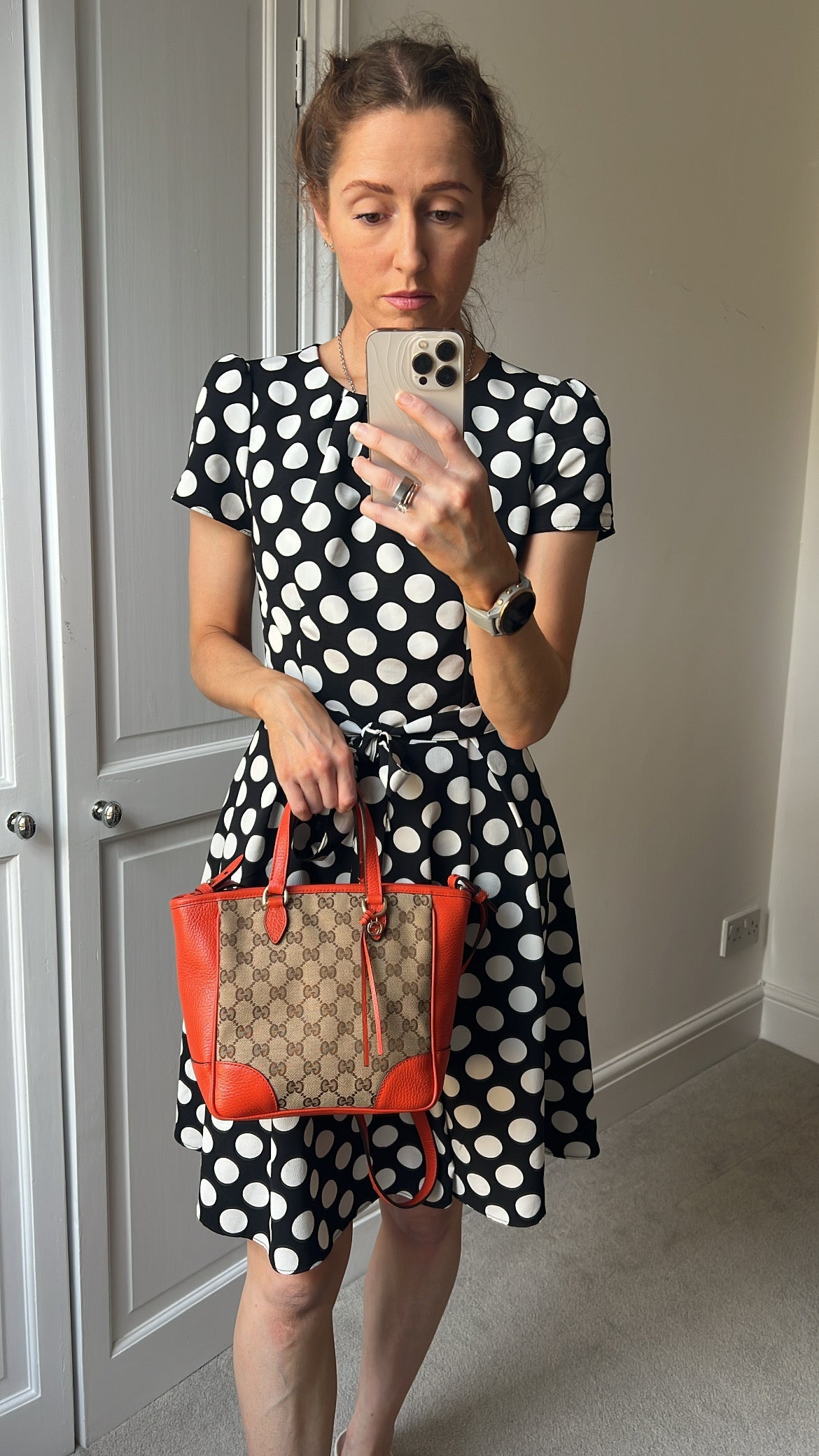 Gucci Bree GG canvas and orange Tote Bag