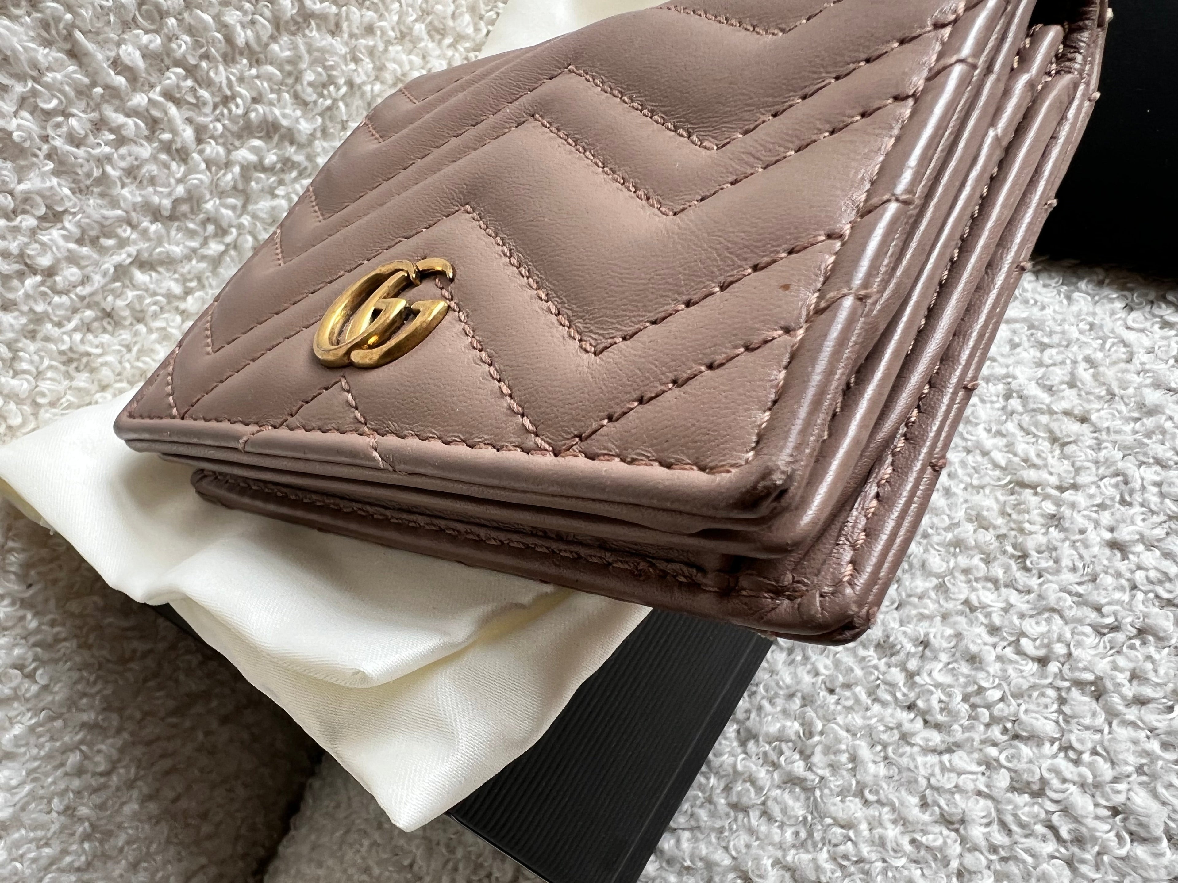 Gucci GG Dusty Pink Marmont Matelassé Card Case Wallet (RRP £410)