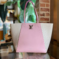 LOUIS VUITTON LockMe Cabas Pink Perforated Leather Monogram Flower Tote Bag