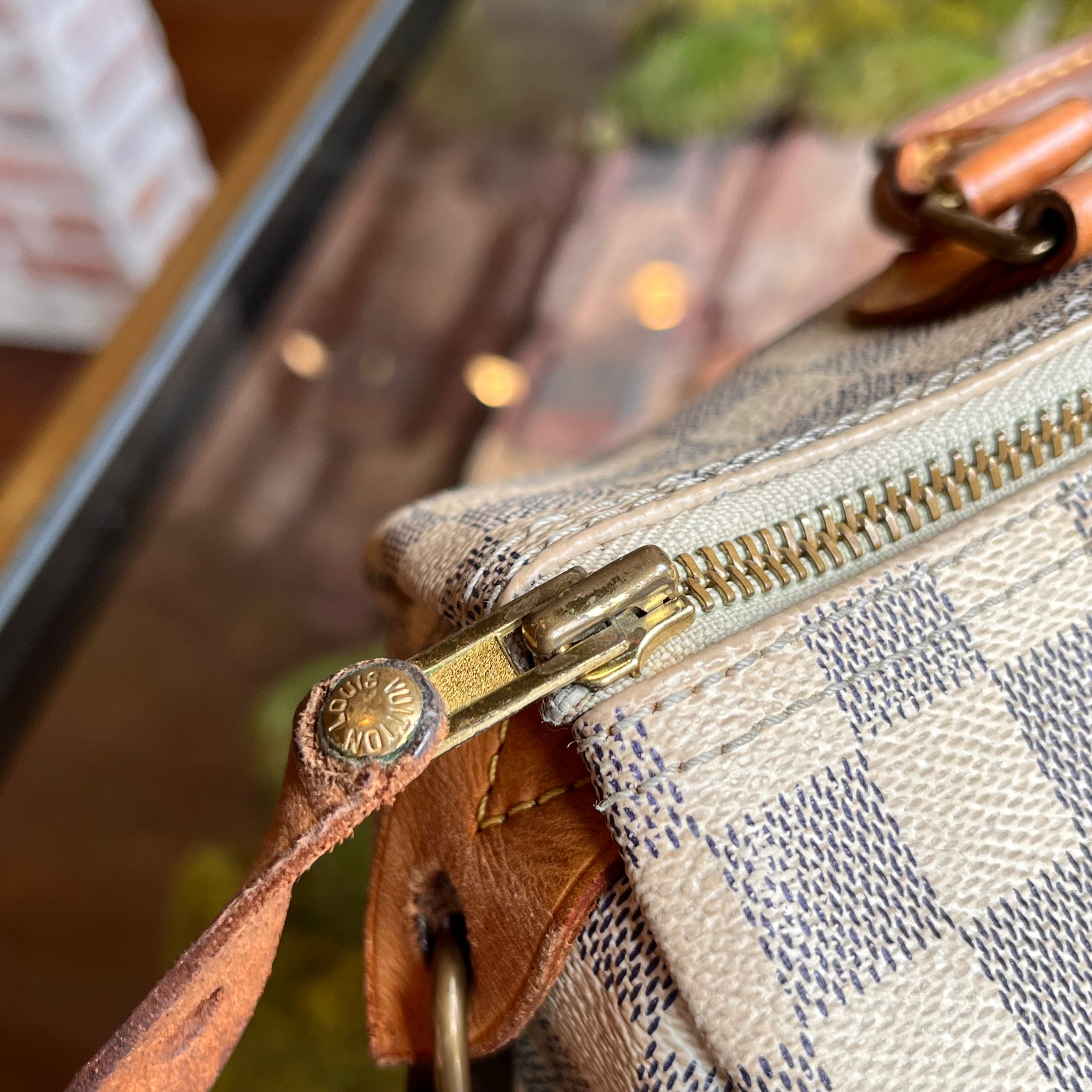 LOUIS VUITTON Speedy 30 Damier Azur Canvas Satchel