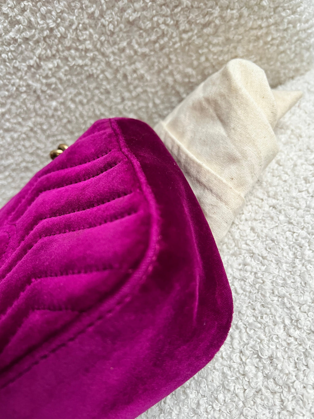 Gucci GG Mini Fuchsia Velvet Marmont Mini Shoulder Bag (RRP £1295)