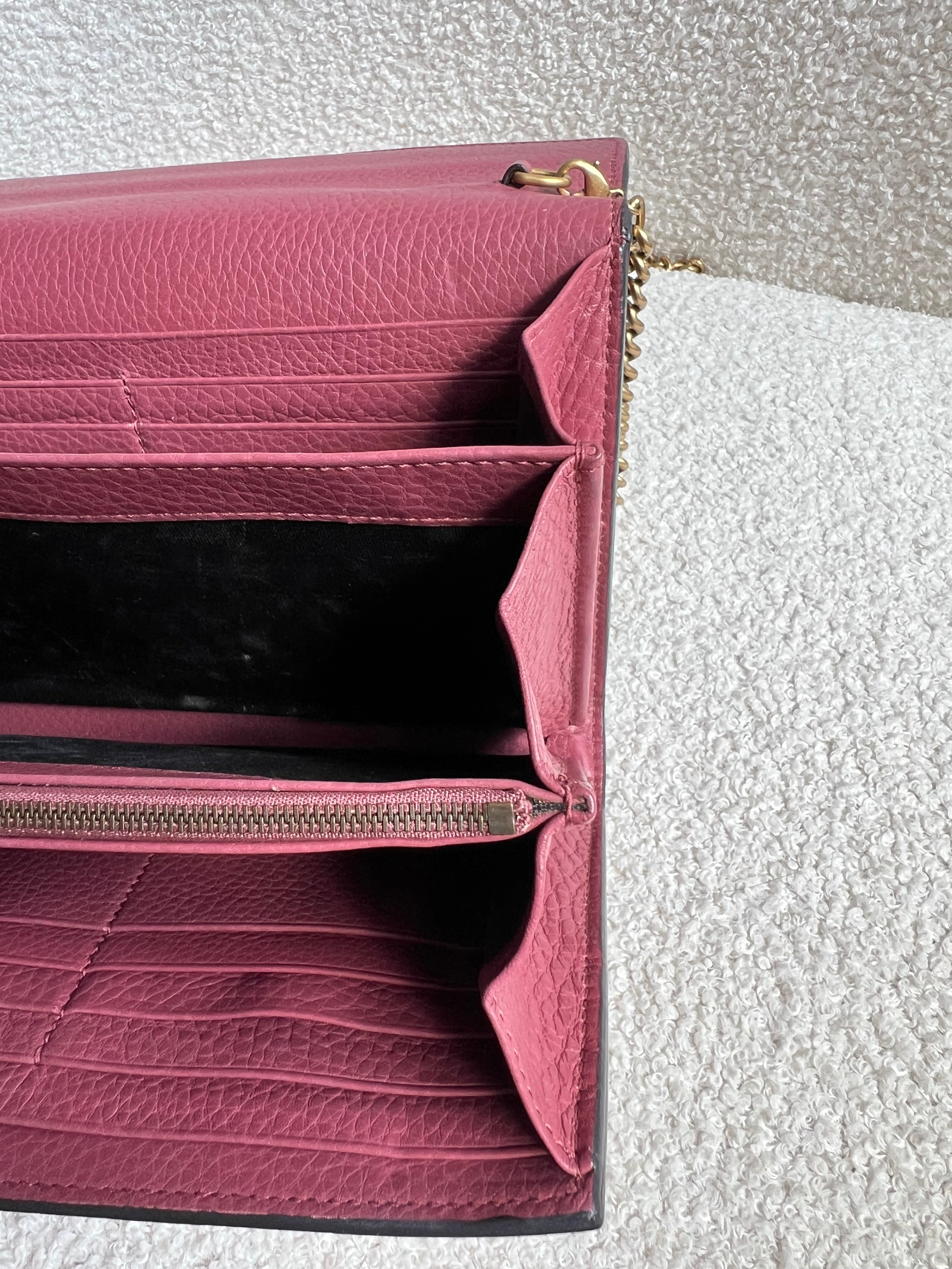 Gucci Rose Pink GG Marmont Chain Wallet (RRP £1195)