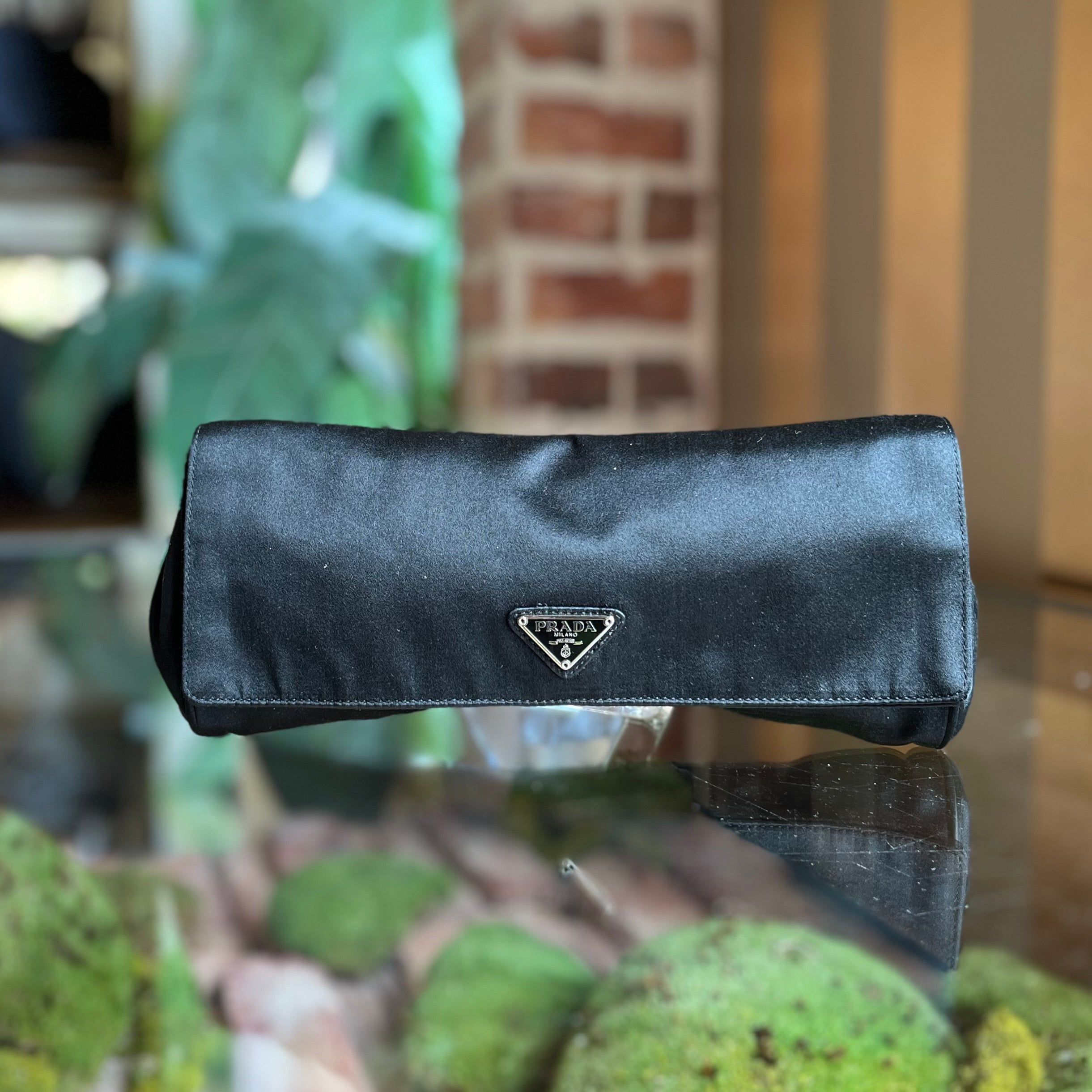 PRADA Black Raso Silk Clutch