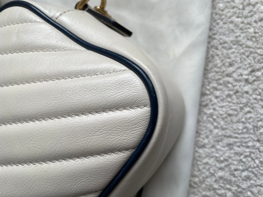 Gucci Torchon GG White Marmont Small Shoulder Bag