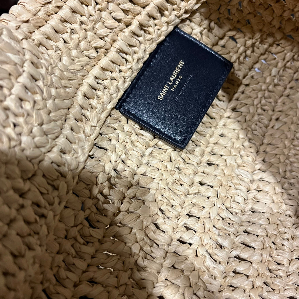 SAINT LAURENT Rive Gauche Natural Raffia Tote Bag