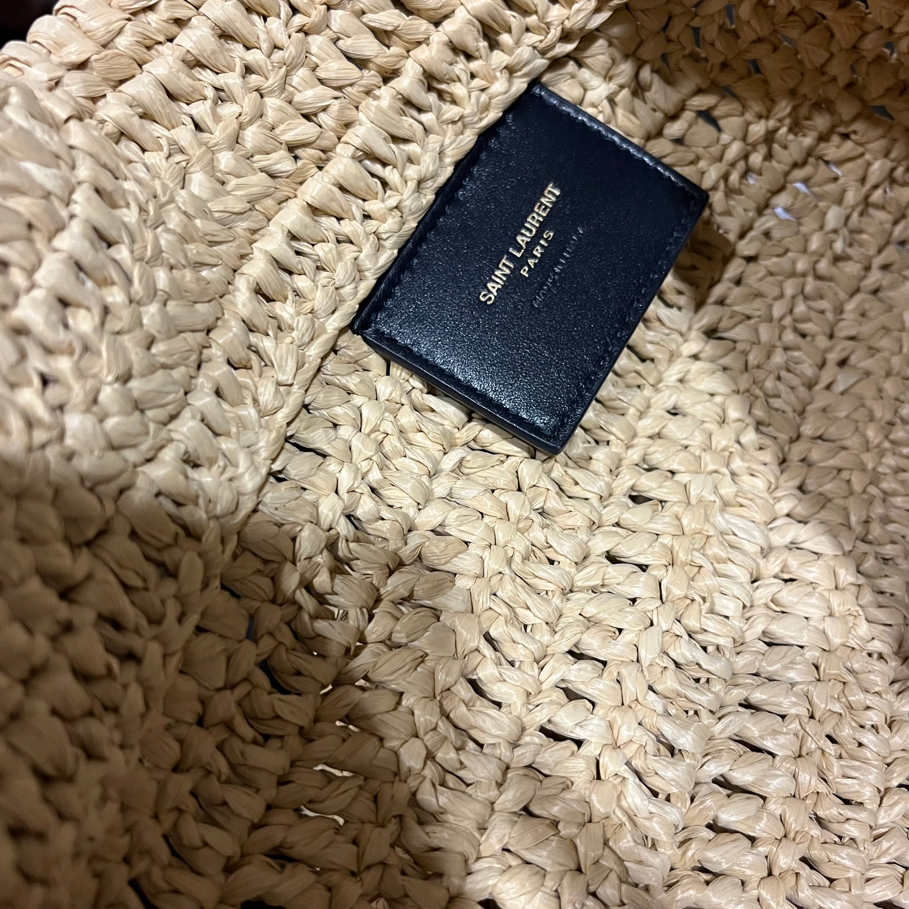 SAINT LAURENT Rive Gauche Natural Raffia Tote Bag