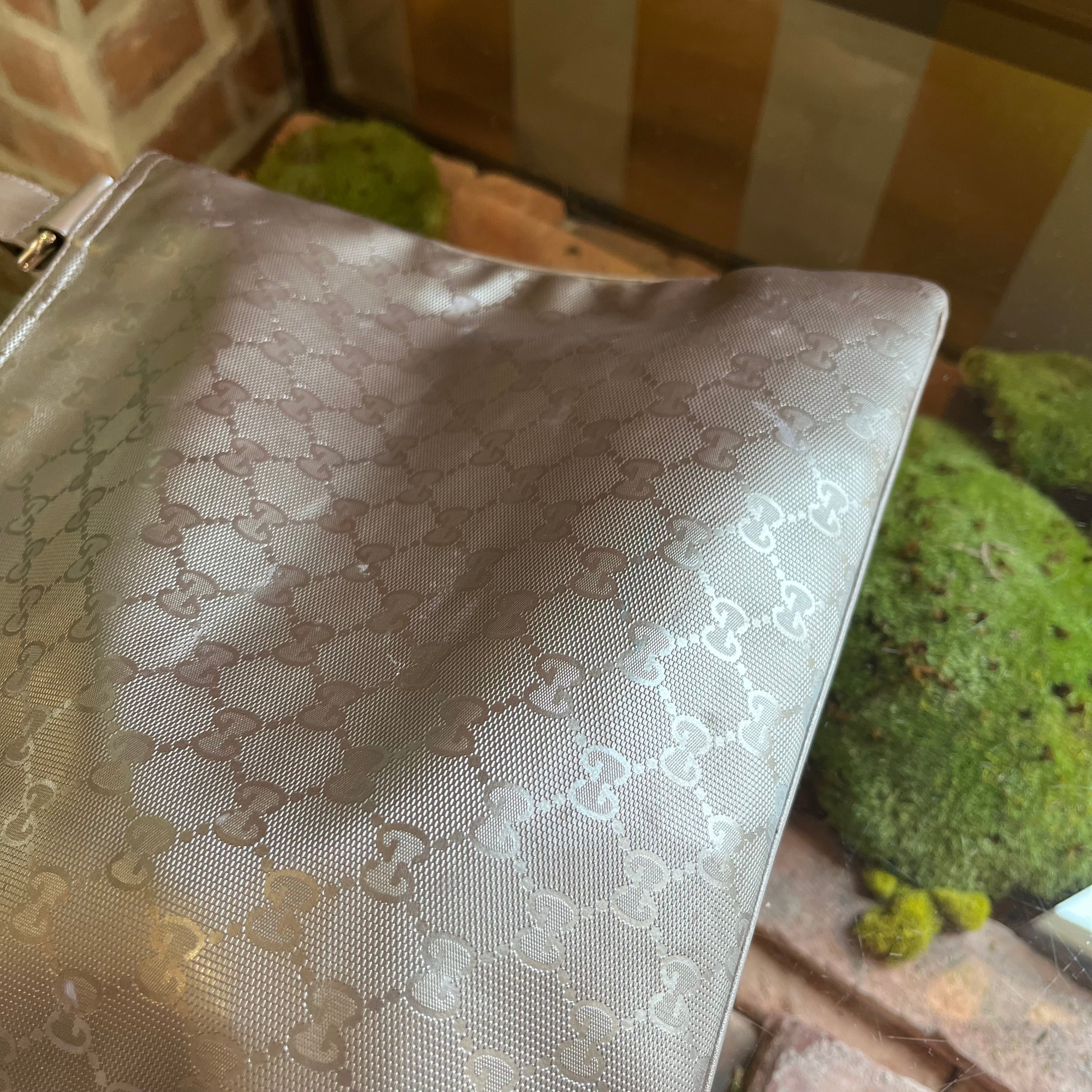 GUCCI GG Imprimé Pewter Crystal Messenger Crossbody Bag