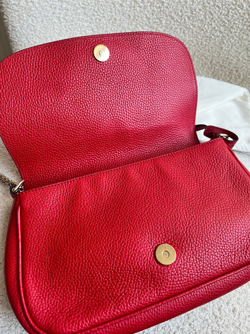 Gucci Red Soho Chain Crossbody Flap Bag
