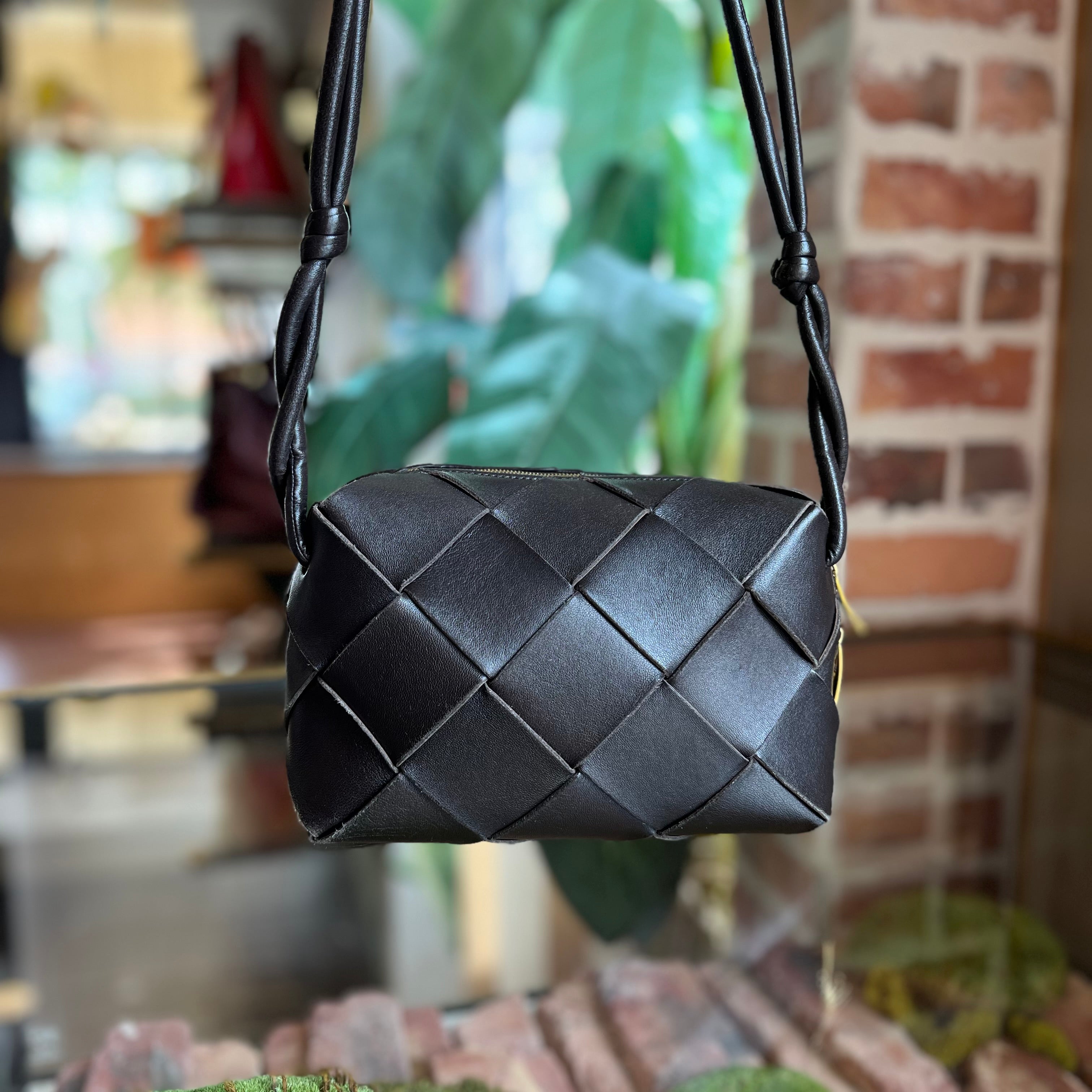 BOTTEGA VENETA Brown Intrecciato Leather Crossbody Bag