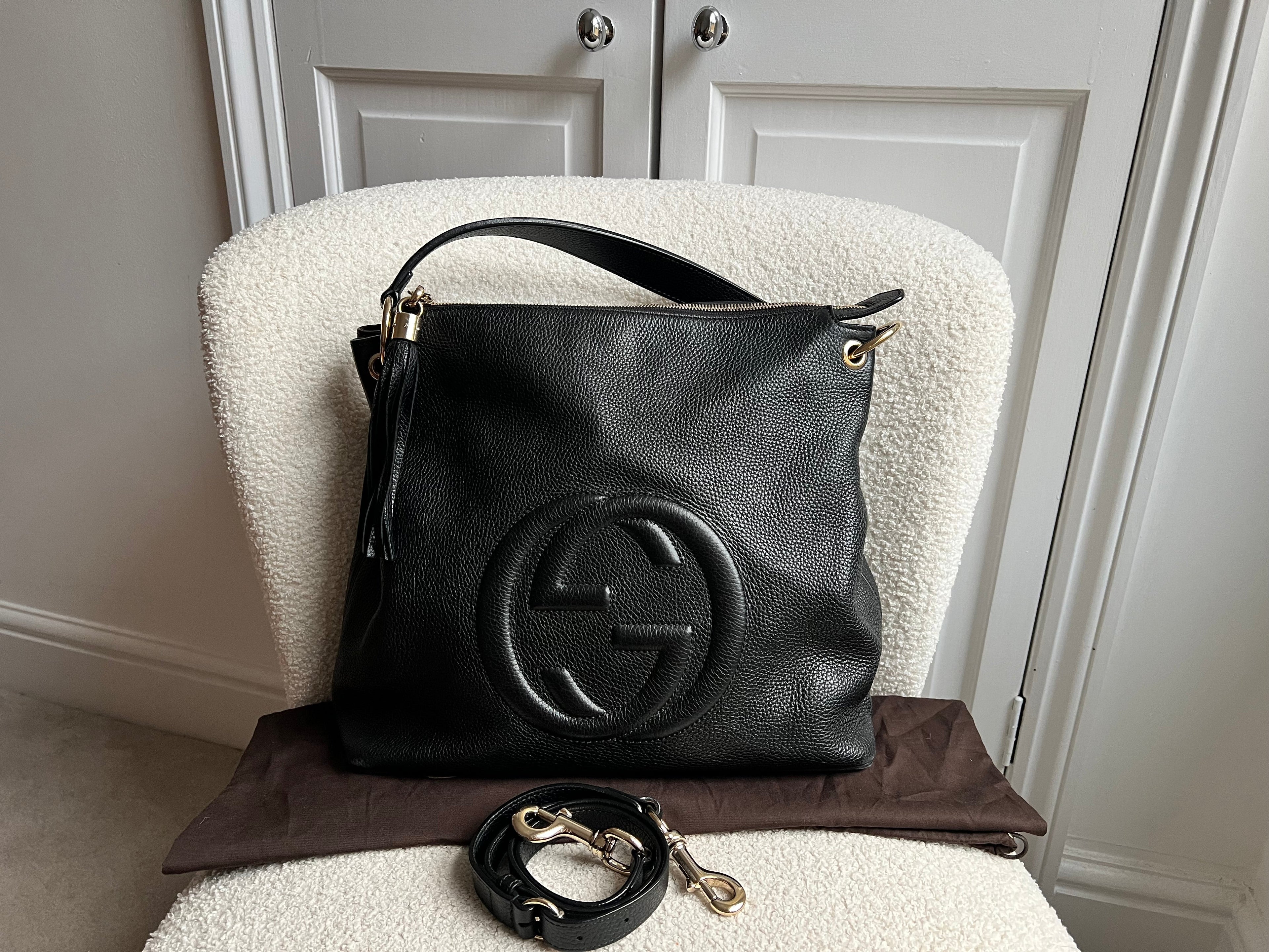 Gucci Soho Large Hobo in Black Pebbled Calfskin