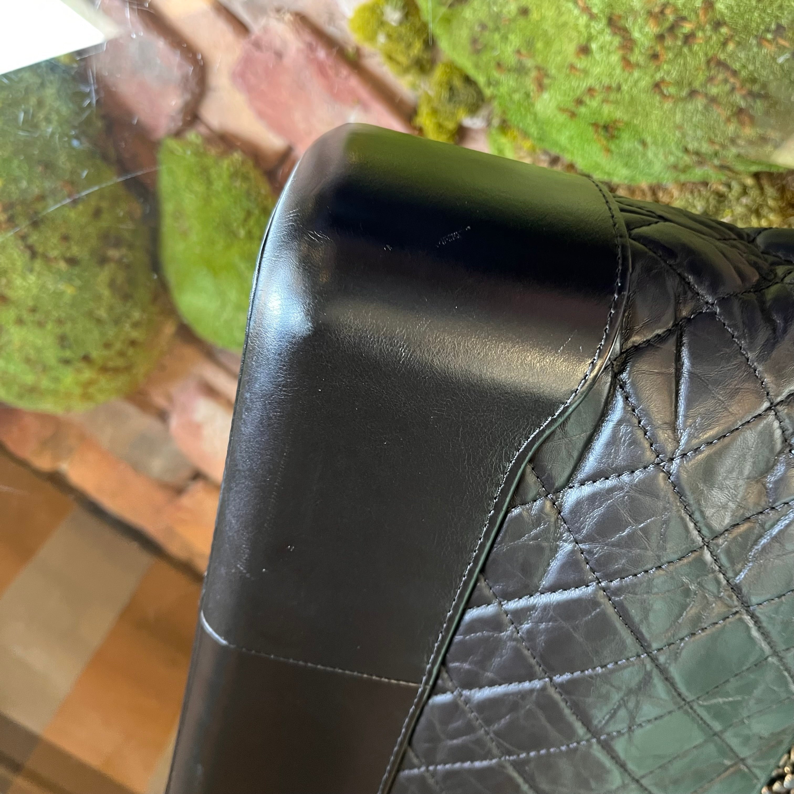 CHANEL Gabrielle Black Quilted Aged Calfskin Leather Crossbody Bag
