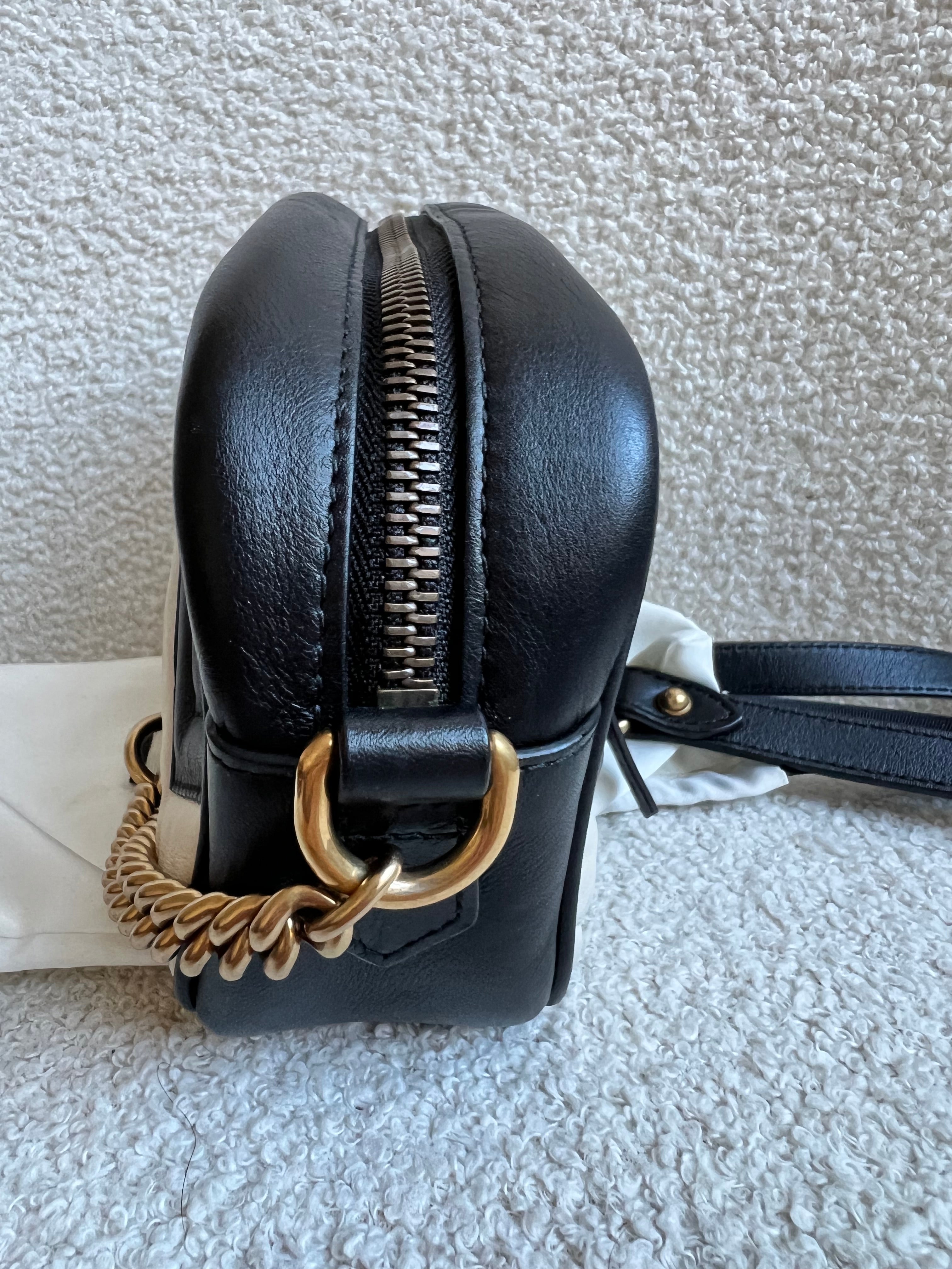 Gucci GG Black and White Marmont Mini Shoulder Bag (RRP £1,360)