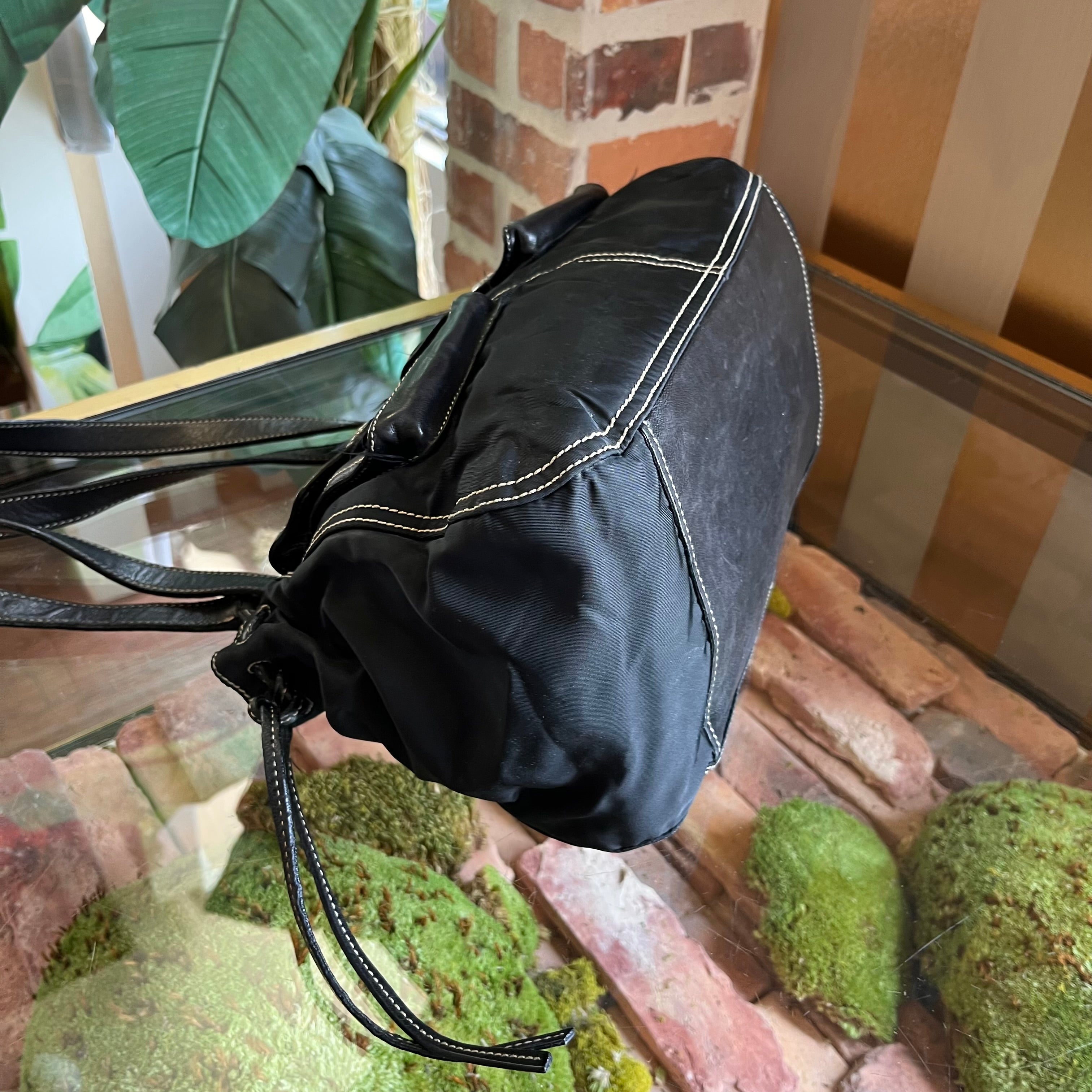 PRADA Vintage Black Nylon Multipocket Shoulder Bag