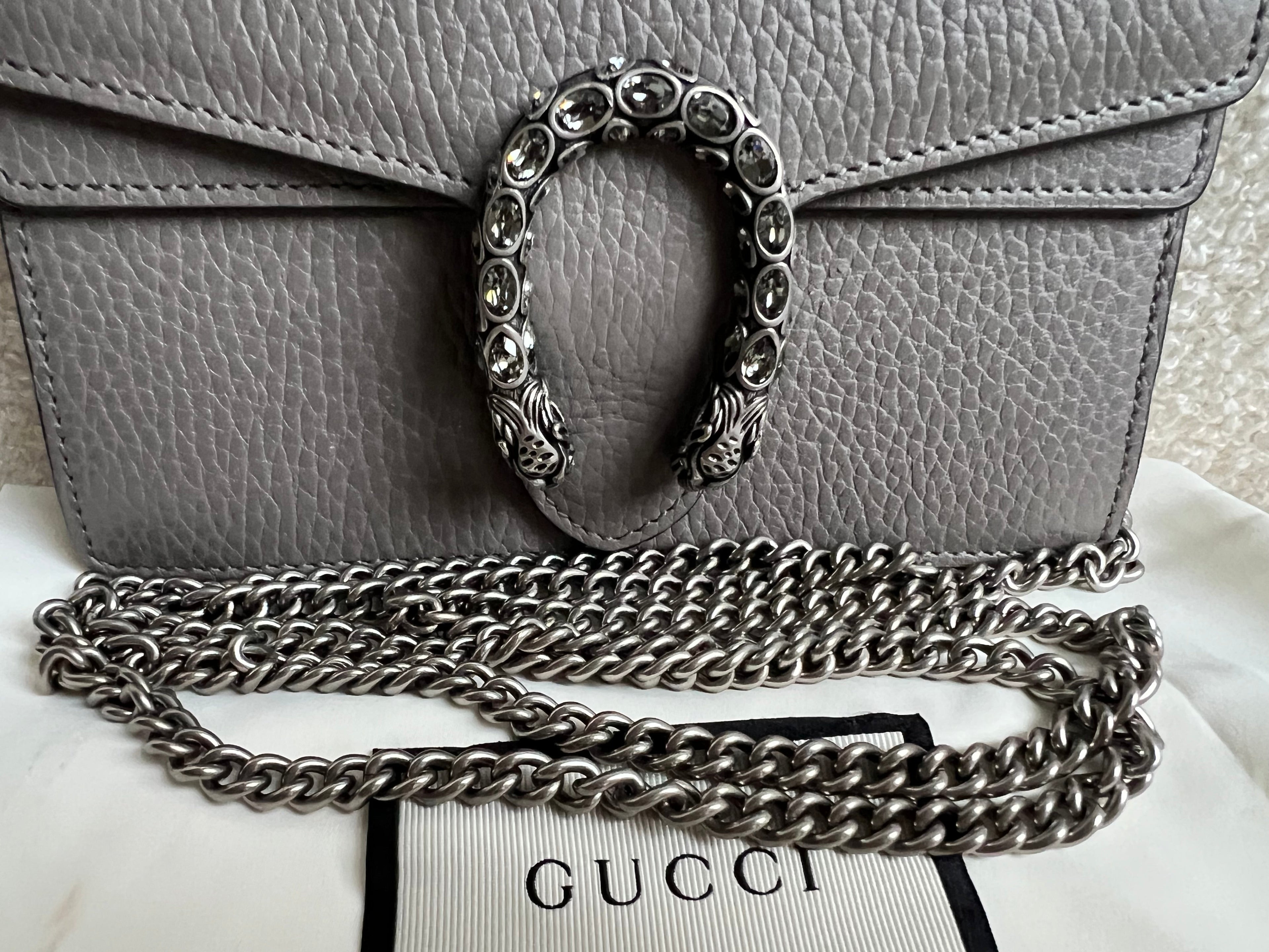 Gucci Dionysus GG Grey Super Mini Shoulder Bag (RRP £985)