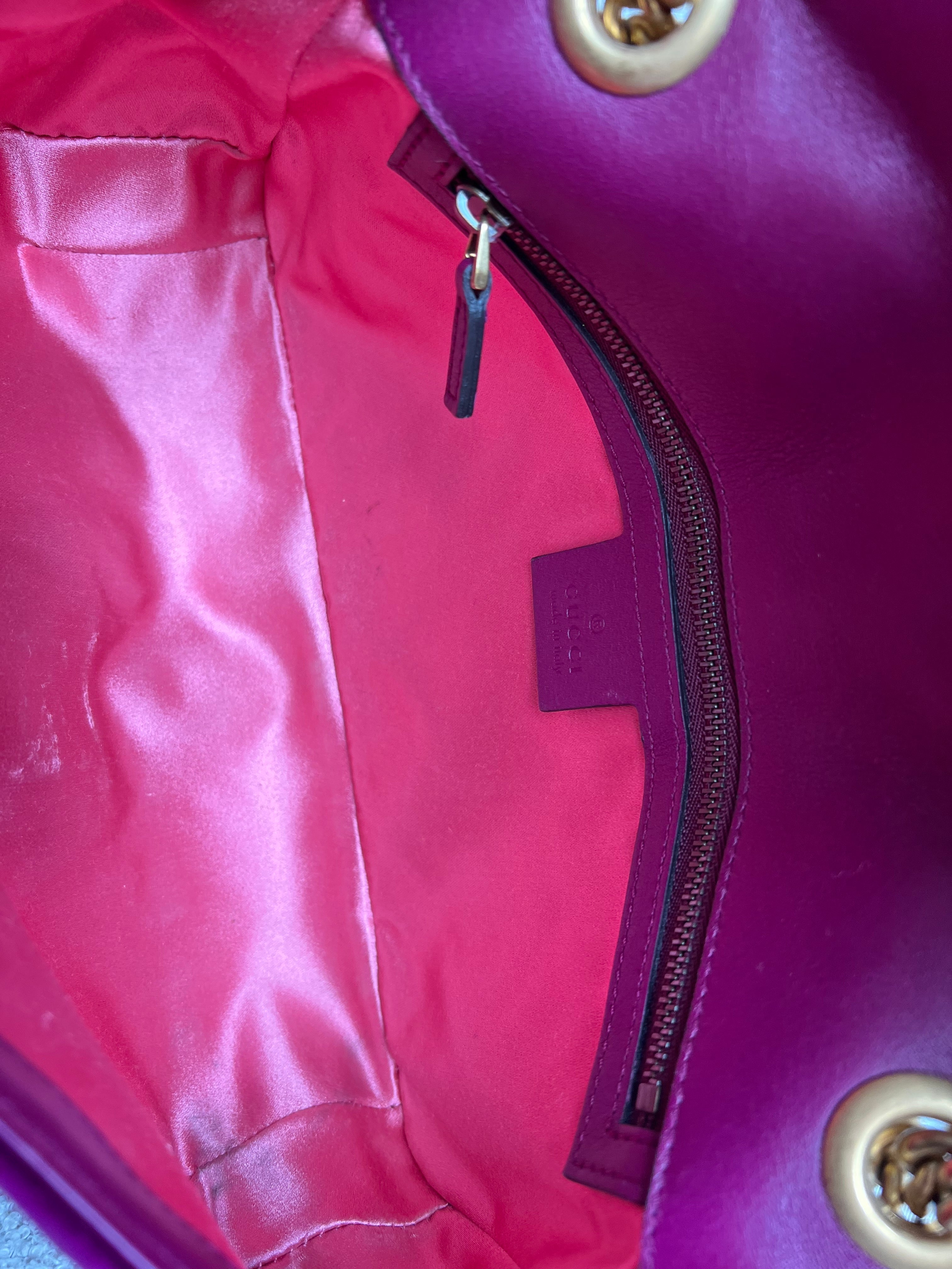 Gucci GG Fuchsia Velvet Marmont Small Shoulder Bag (RRP £1490)