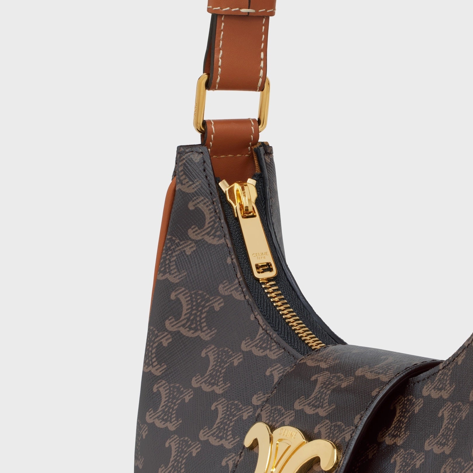 CÉLINE CALFSKIN & COATED CANVAS MEDIUM AVA TRIOMPH HOBO BAG