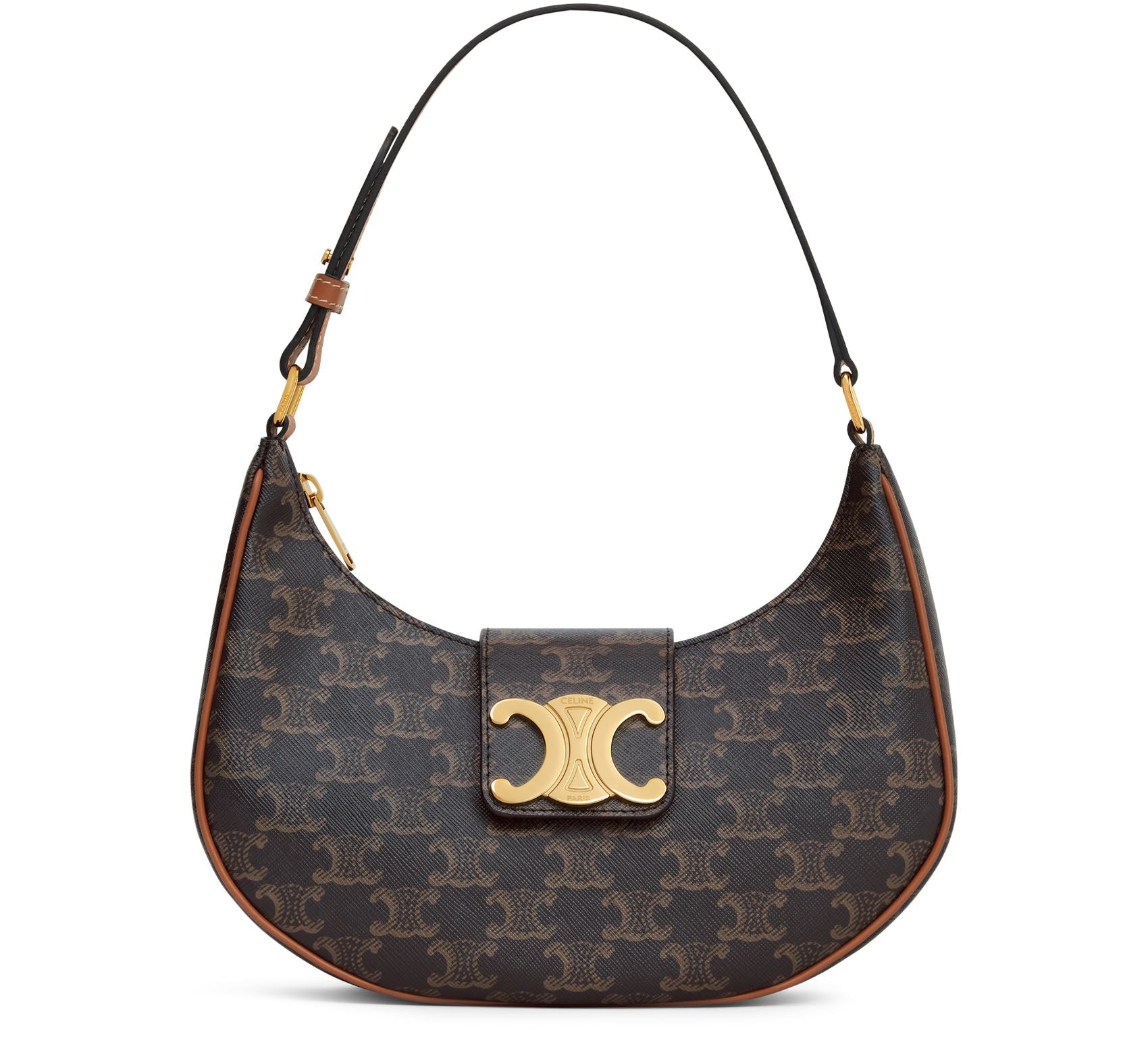CÉLINE CALFSKIN & COATED CANVAS MEDIUM AVA TRIOMPH HOBO BAG