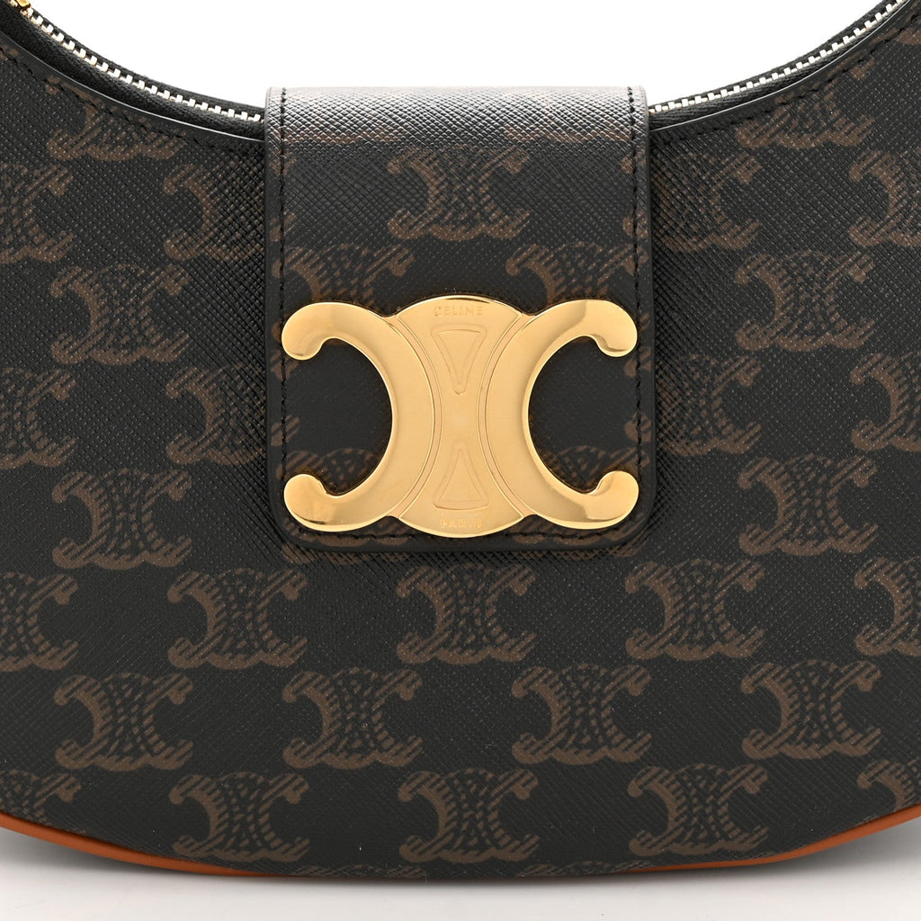 CÉLINE CALFSKIN & COATED CANVAS MEDIUM AVA TRIOMPH HOBO BAG