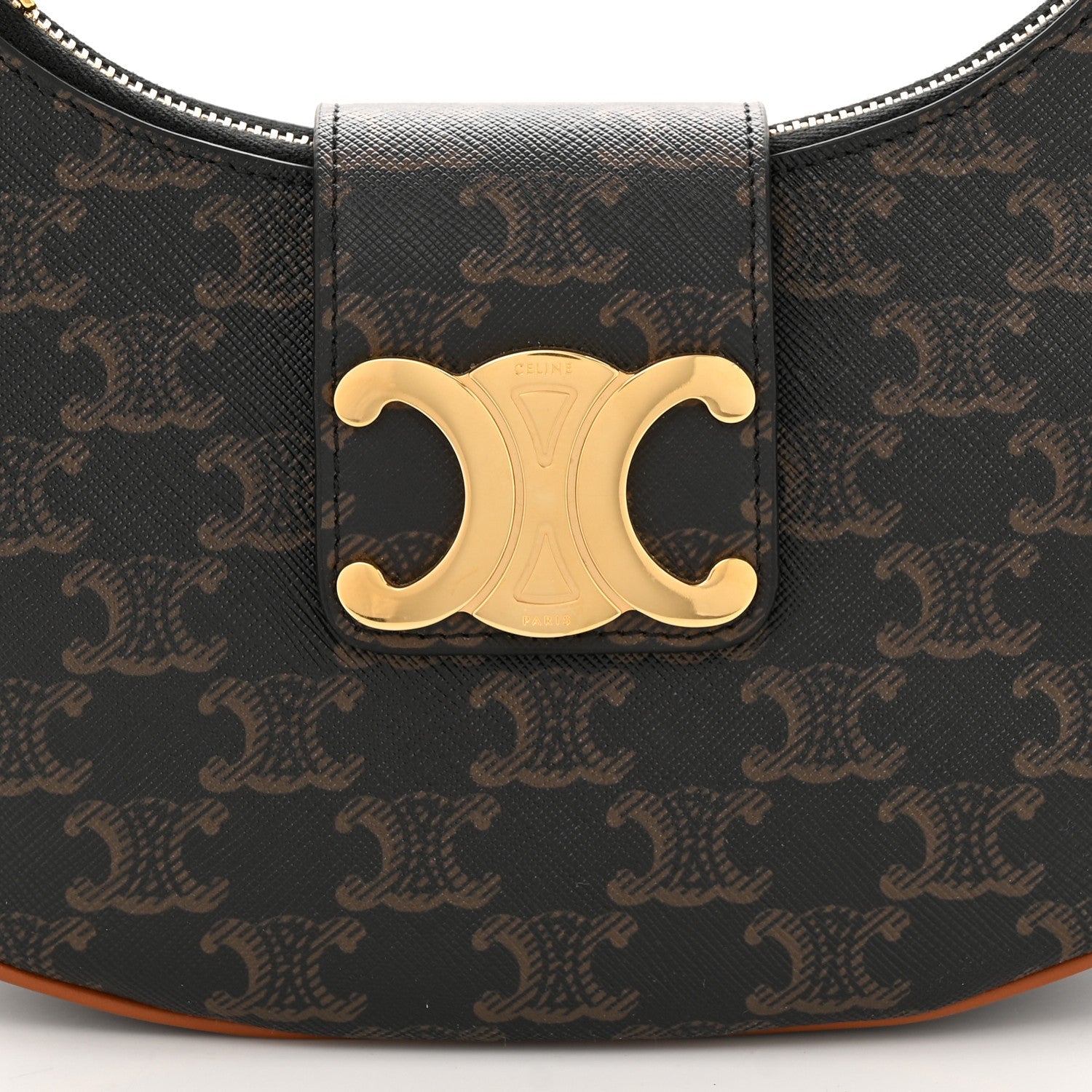 CÉLINE CALFSKIN & COATED CANVAS MEDIUM AVA TRIOMPH HOBO BAG