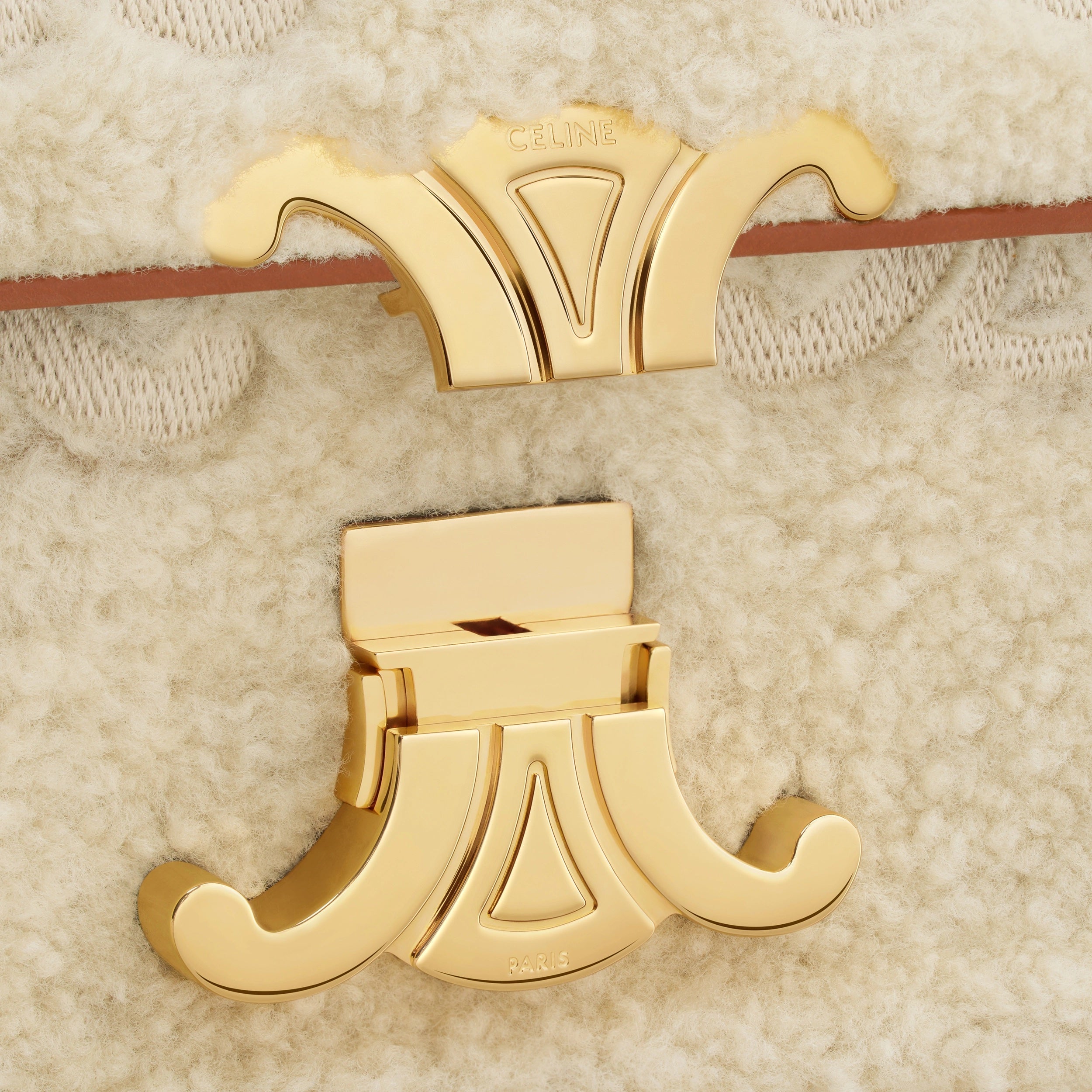 CÉLINE CLAUDE SHEARLING EMBROIDERED TRIOMPH SHOULDER BAG