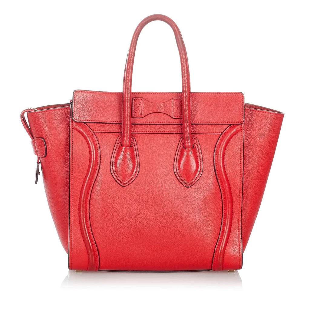 CÉLINE DRUMMED CALFSKIN LEATHER MICRO PHANTOM TOTE BAG