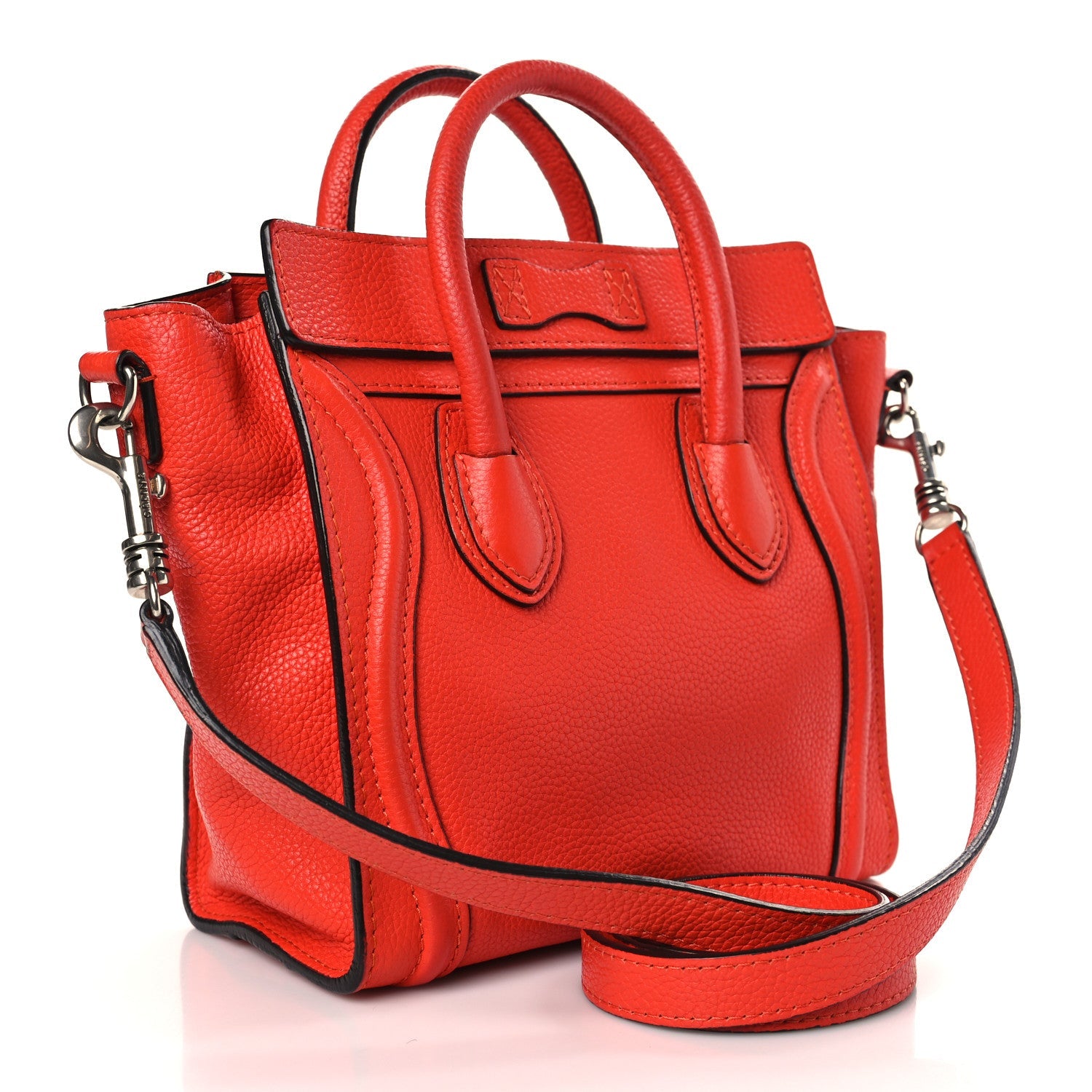 CÉLINE DRUMMED CALFSKIN LEATHER NANO LUGGAGE BAG