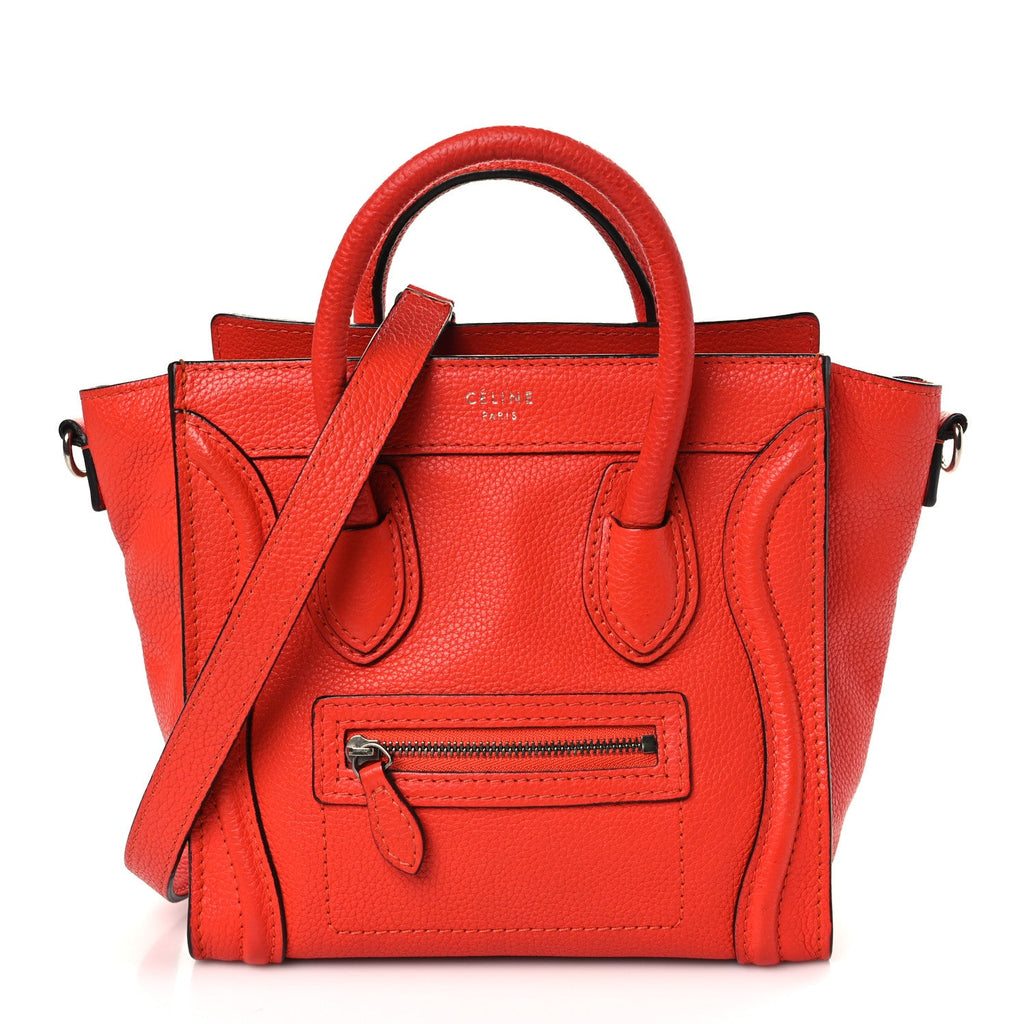 CÉLINE DRUMMED CALFSKIN LEATHER NANO LUGGAGE BAG