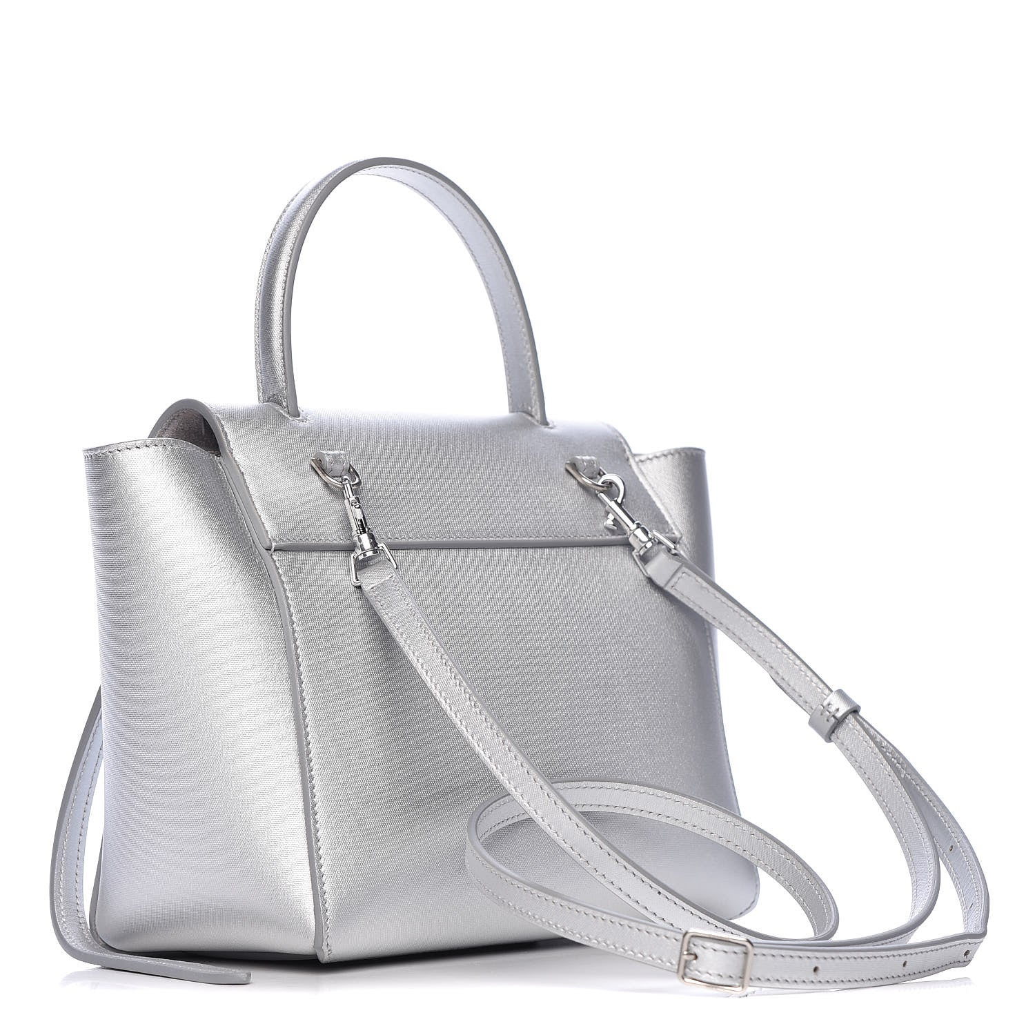 CÉLINE METALLIC SILVER LAMINATED CALFSKIN NANO BELT BAG