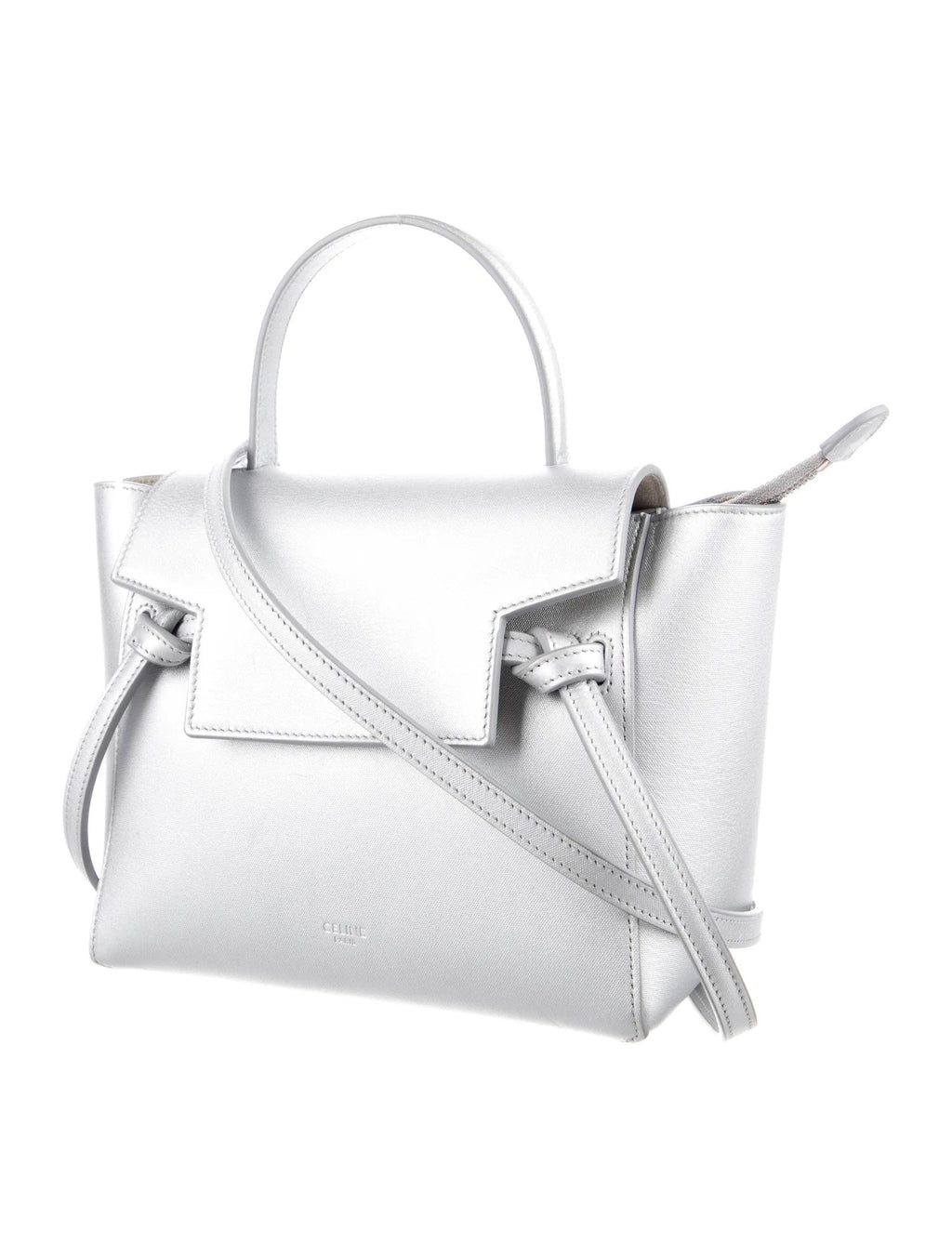 CÉLINE METALLIC SILVER LAMINATED CALFSKIN NANO BELT BAG