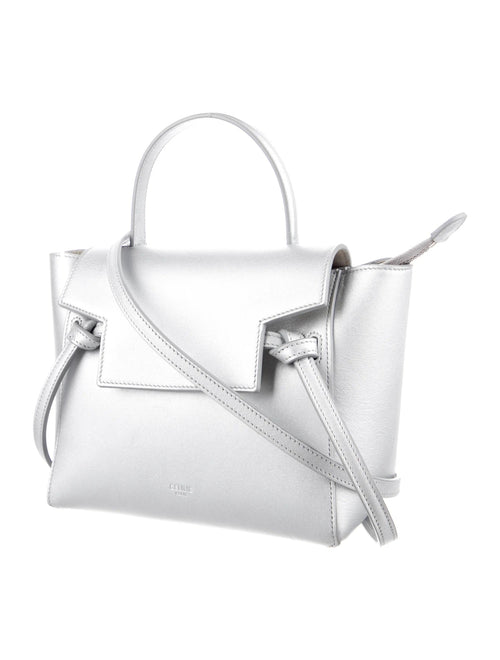 CÉLINE METALLIC SILVER LAMINATED CALFSKIN NANO BELT BAG