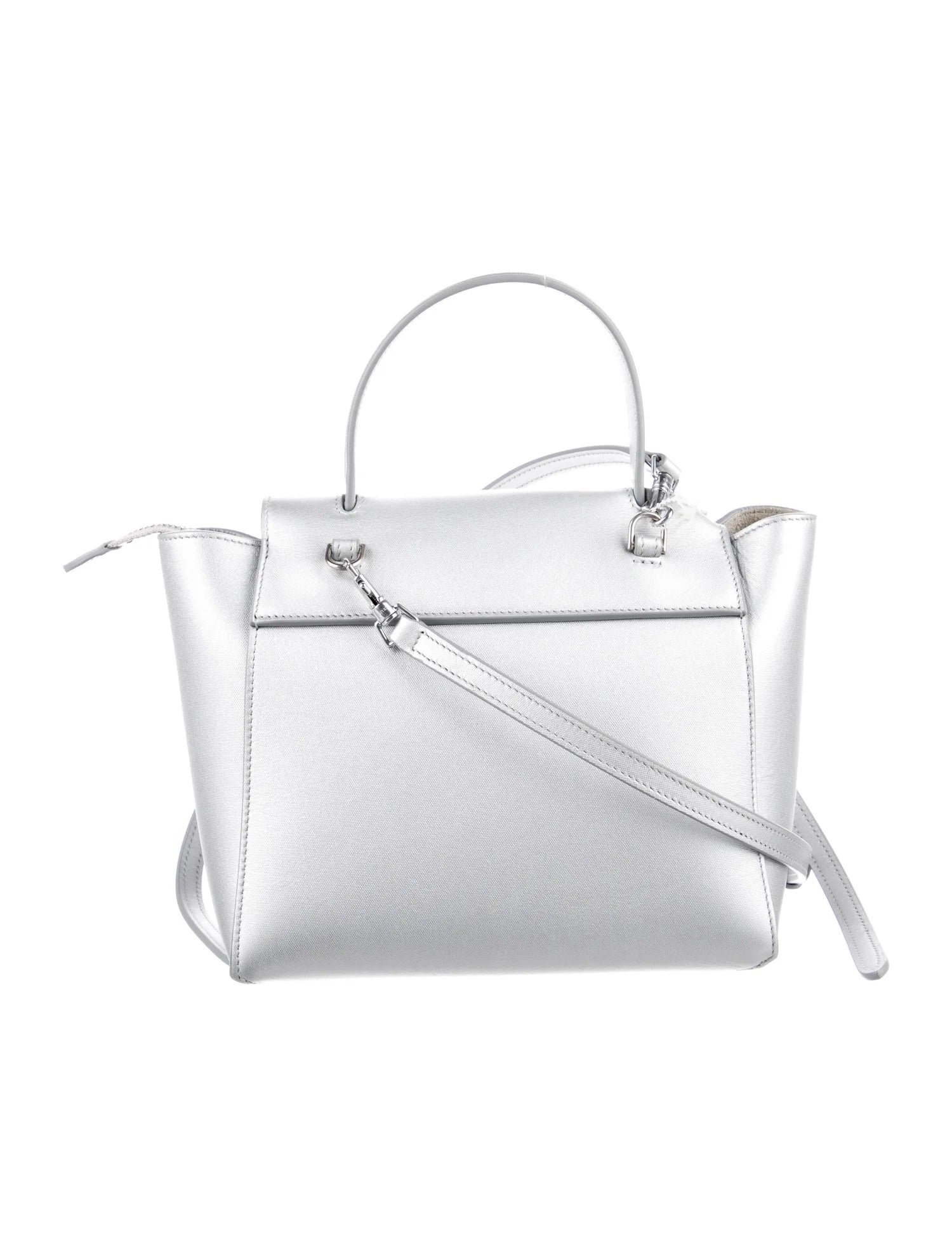 CÉLINE METALLIC SILVER LAMINATED CALFSKIN NANO BELT BAG