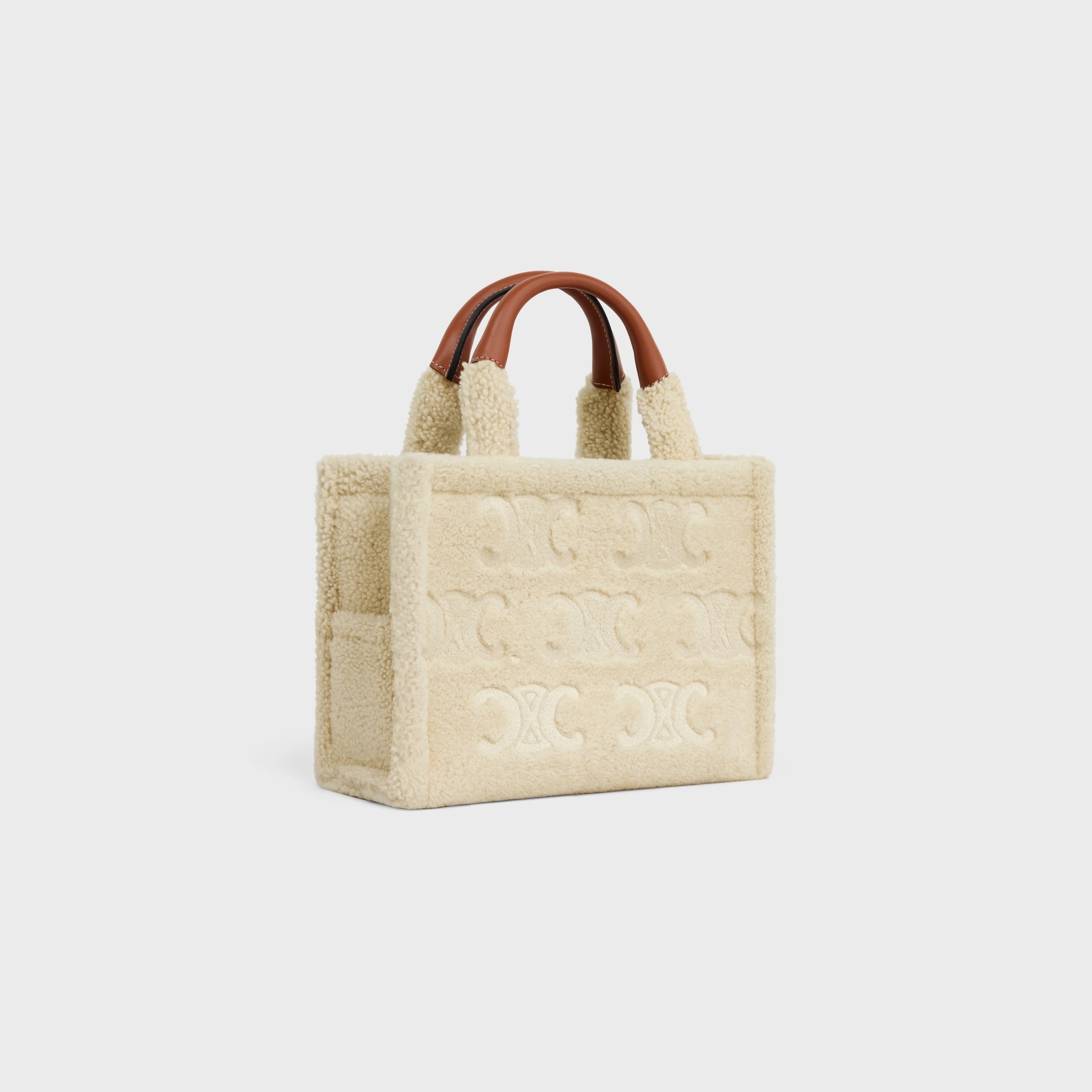 CÉLINE SMALL CABAS THAIS IN SHEARLING WITH TRIOMPHE EMBROIDERIES