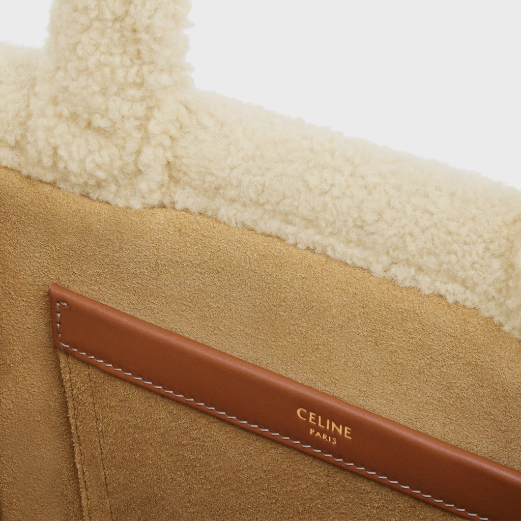 CÉLINE SMALL CABAS THAIS IN SHEARLING WITH TRIOMPHE EMBROIDERIES