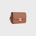 CÉLINE SHINY CALFSKIN LEATHER CALSSIQUE TRIOMPHE MEDIUM BAG-BRONZE
