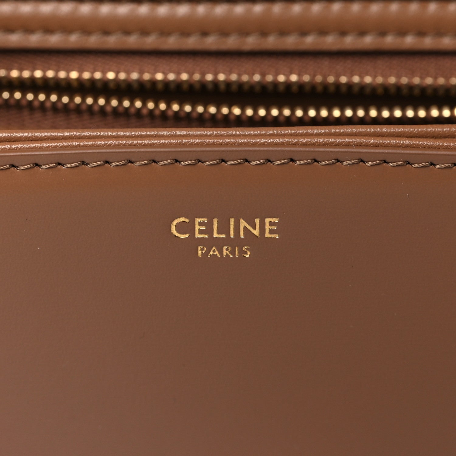 CÉLINE SHINY CALFSKIN LEATHER CALSSIQUE TRIOMPHE MEDIUM BAG-BRONZE