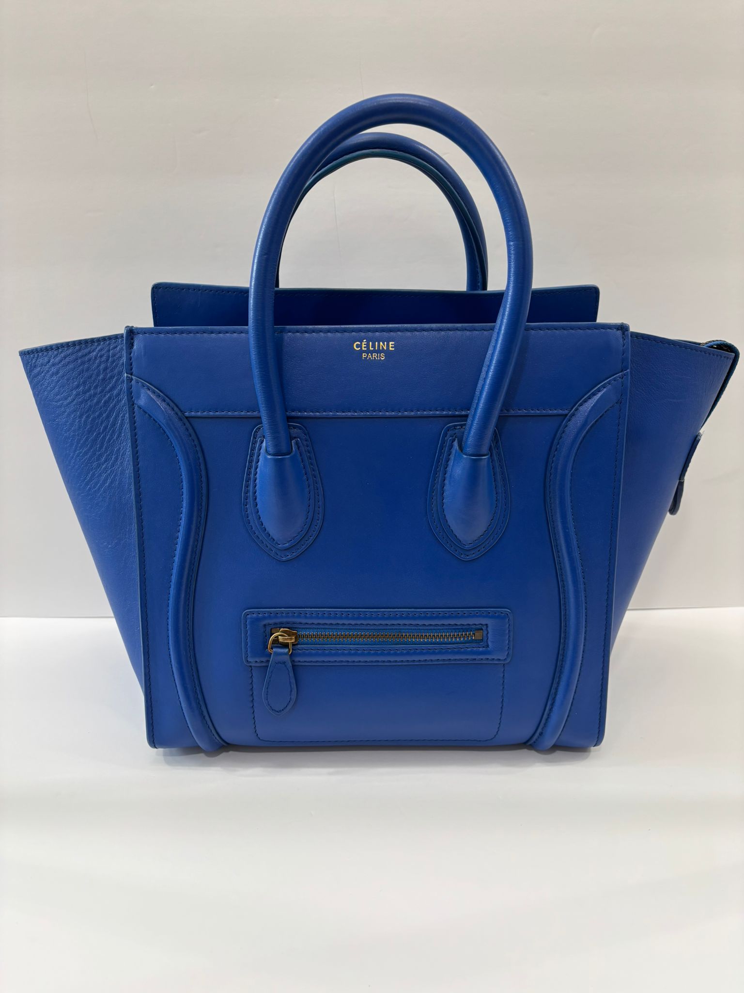 CÉLINE DRUMMED CALFSKIN LEATHER NANO LUGGAGE BAG